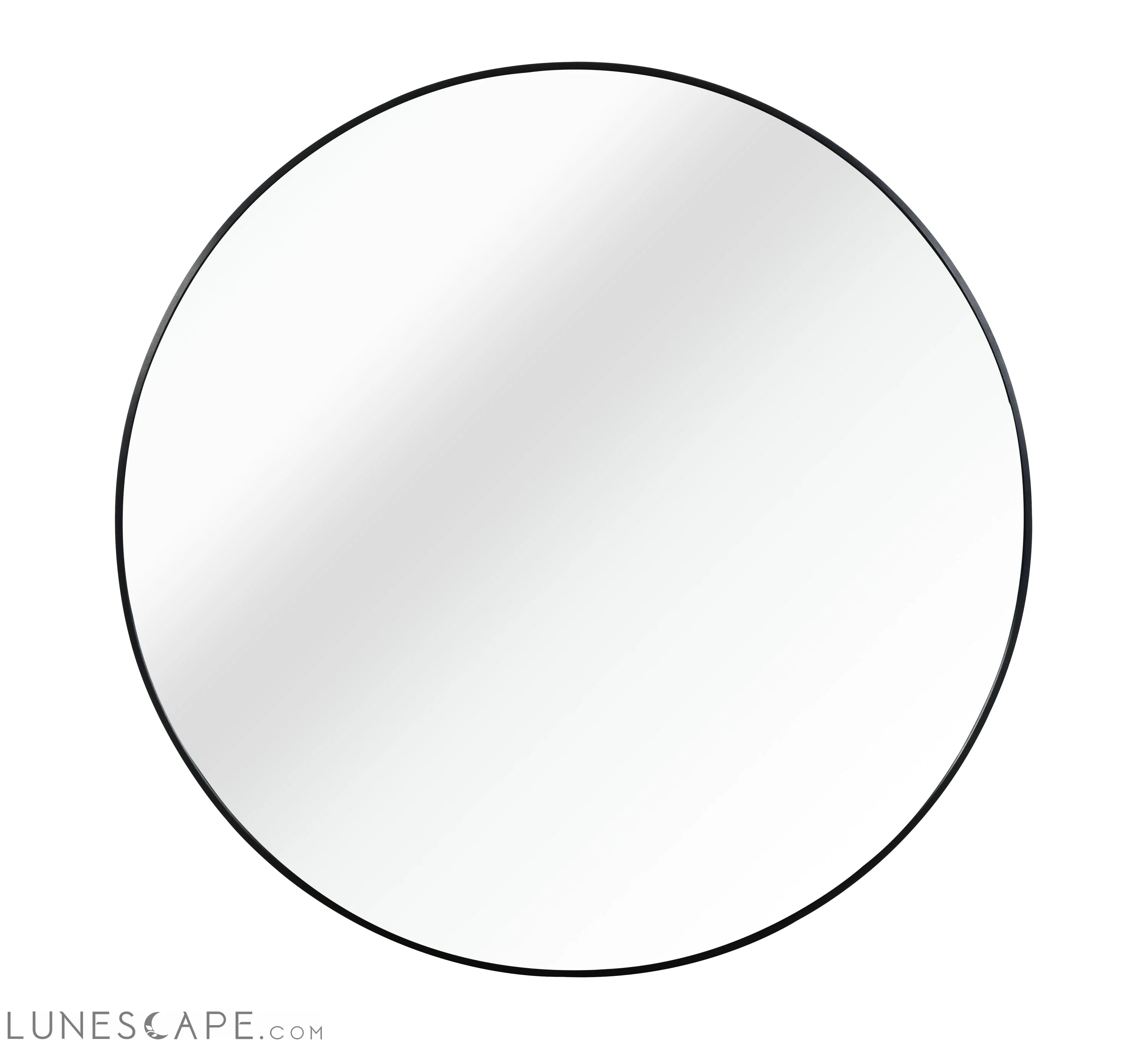 Black 39 Inch Metal Round Bathroom Mirror LUNESCAPE