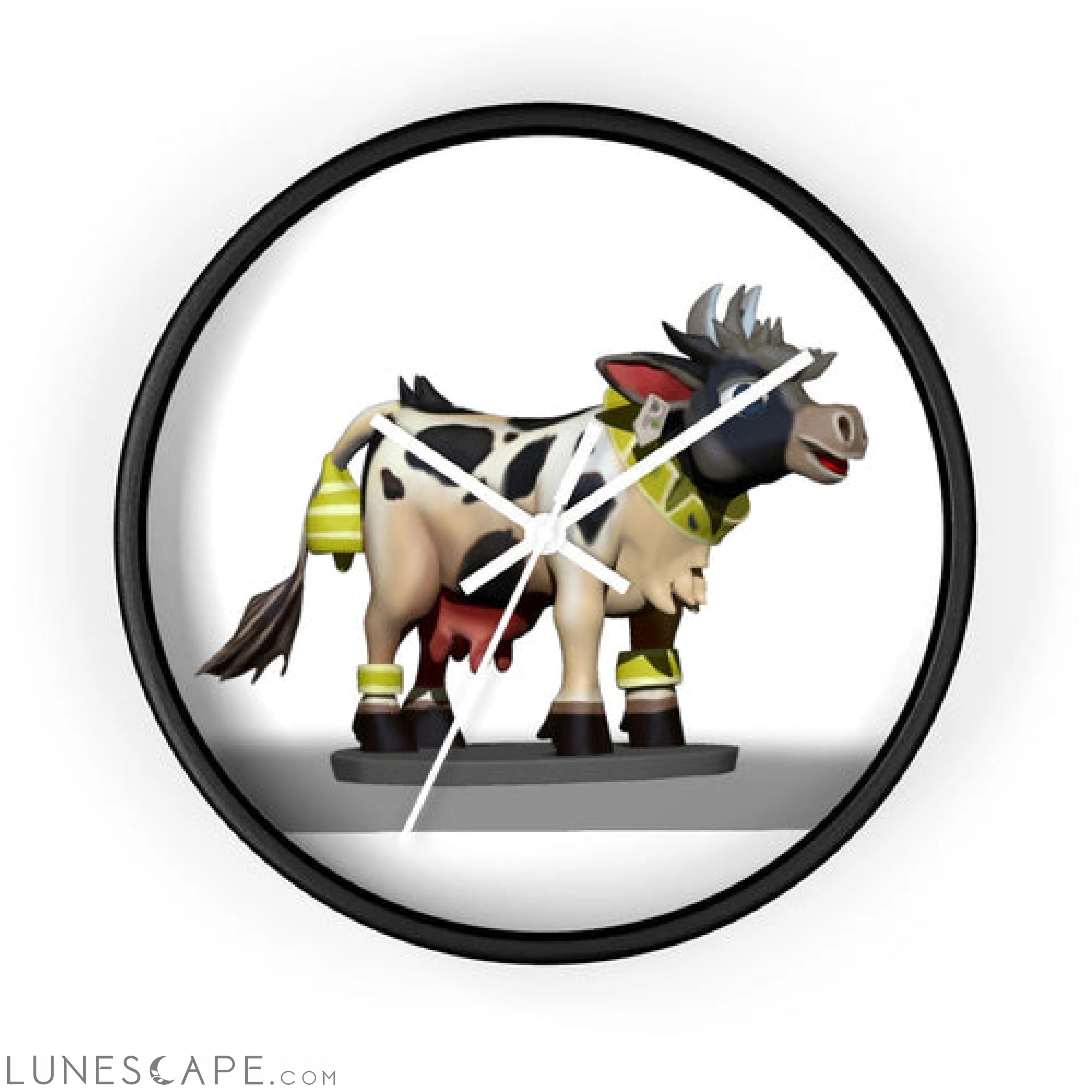 Black and White Cow Wall clock LUNESCAPE