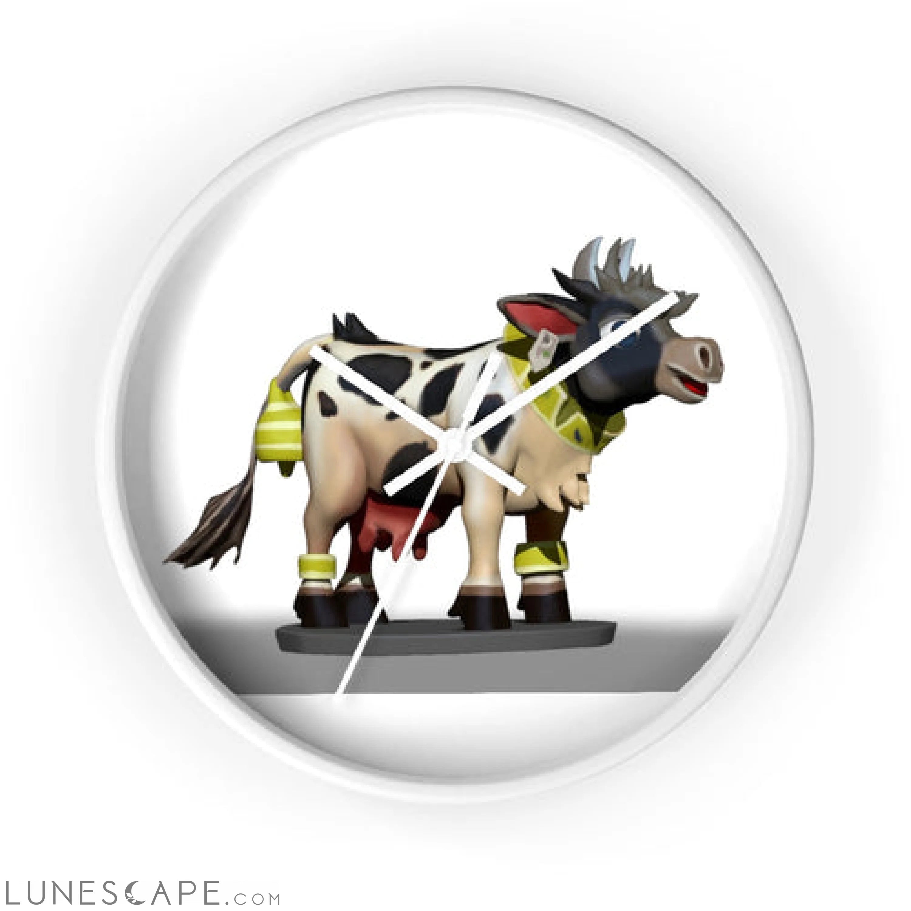 Black and White Cow Wall clock LUNESCAPE