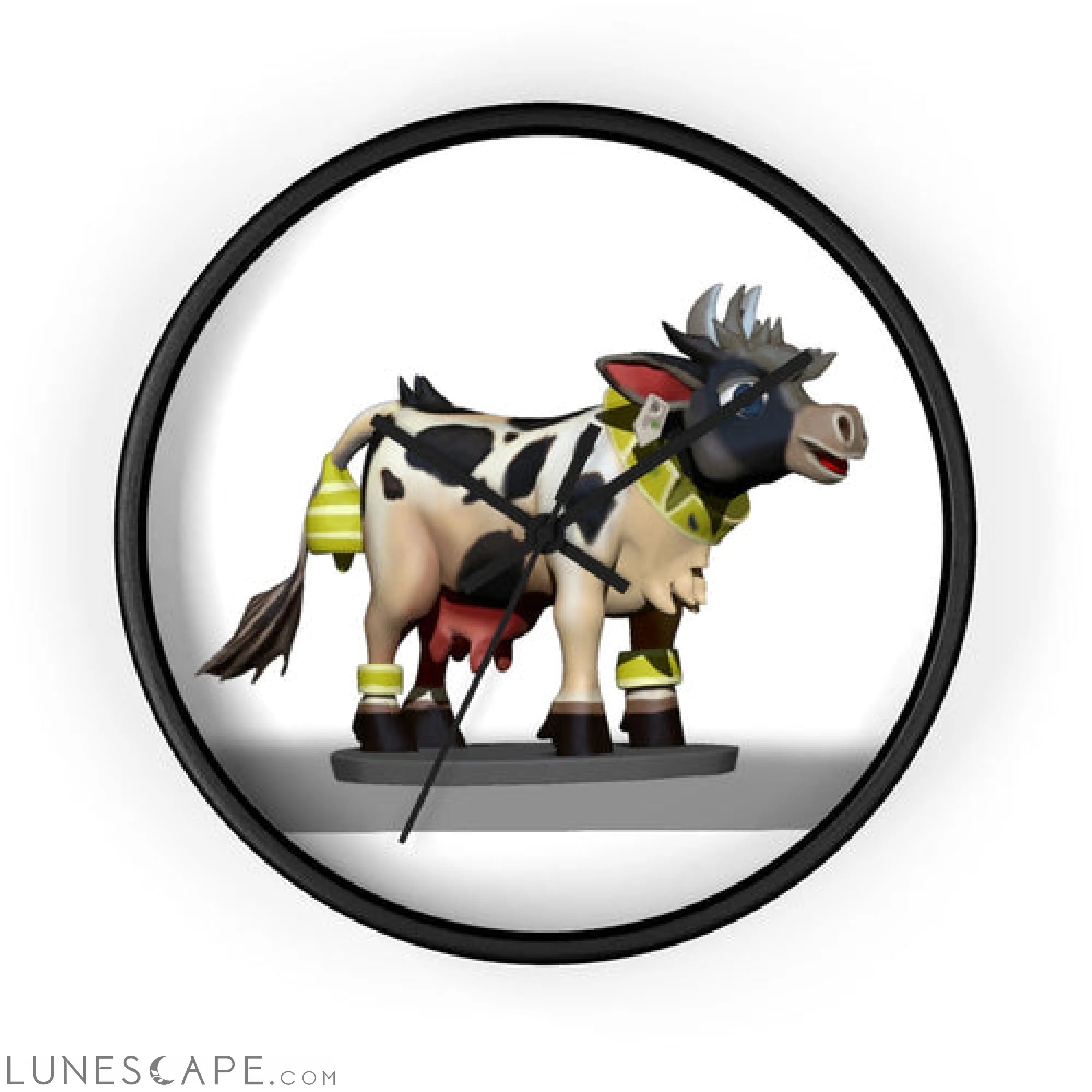 Black and White Cow Wall clock LUNESCAPE