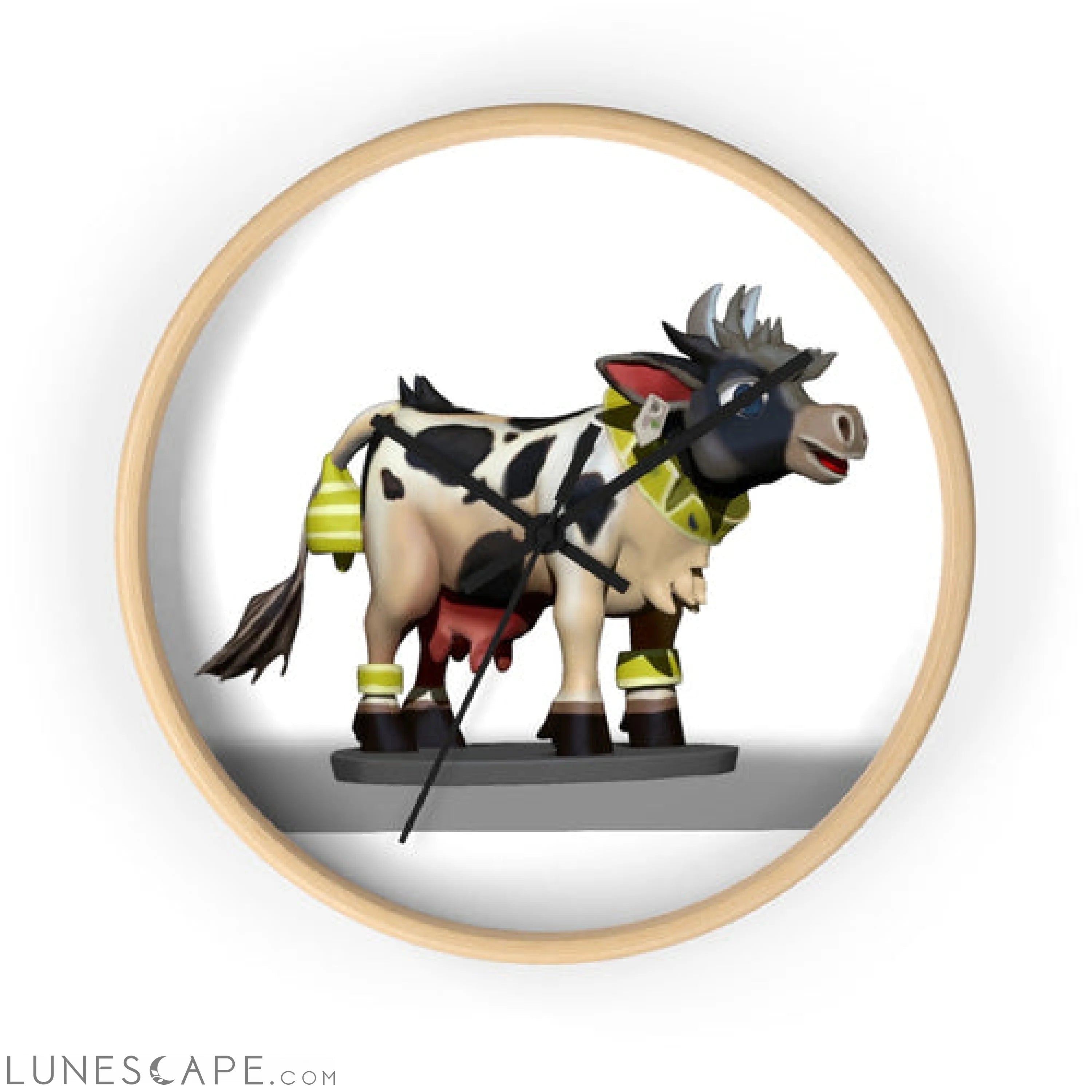Black and White Cow Wall clock LUNESCAPE