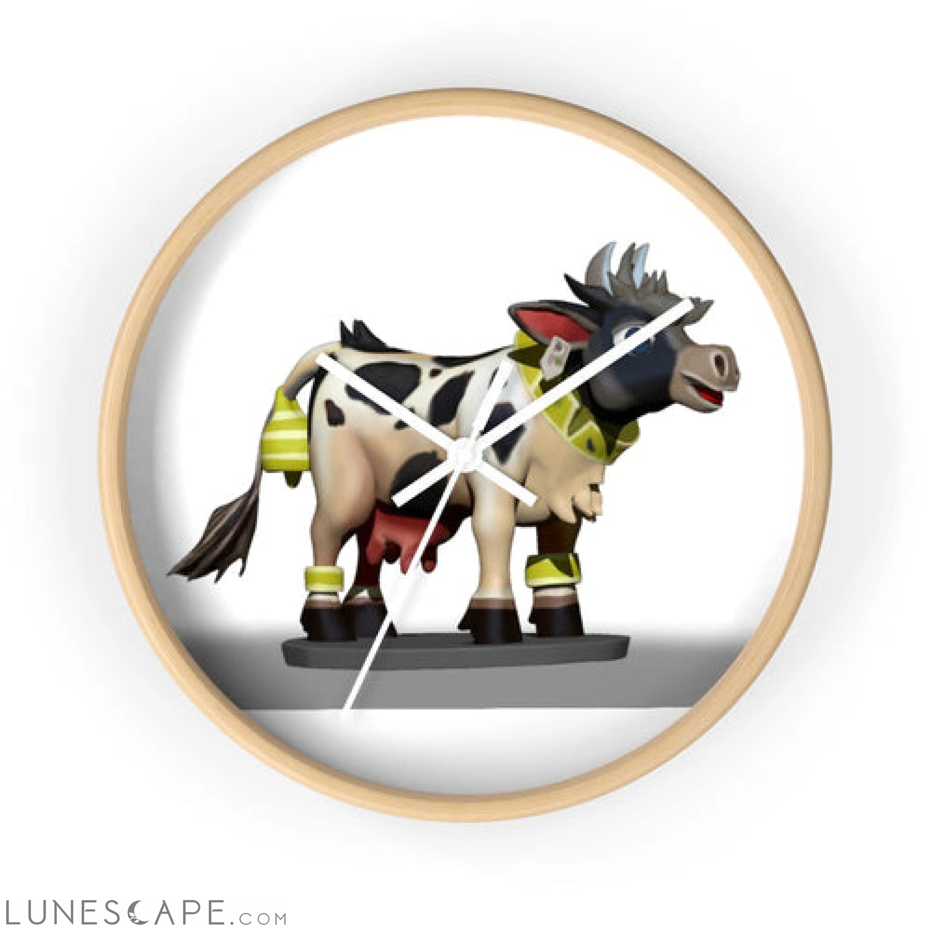 Black and White Cow Wall clock LUNESCAPE