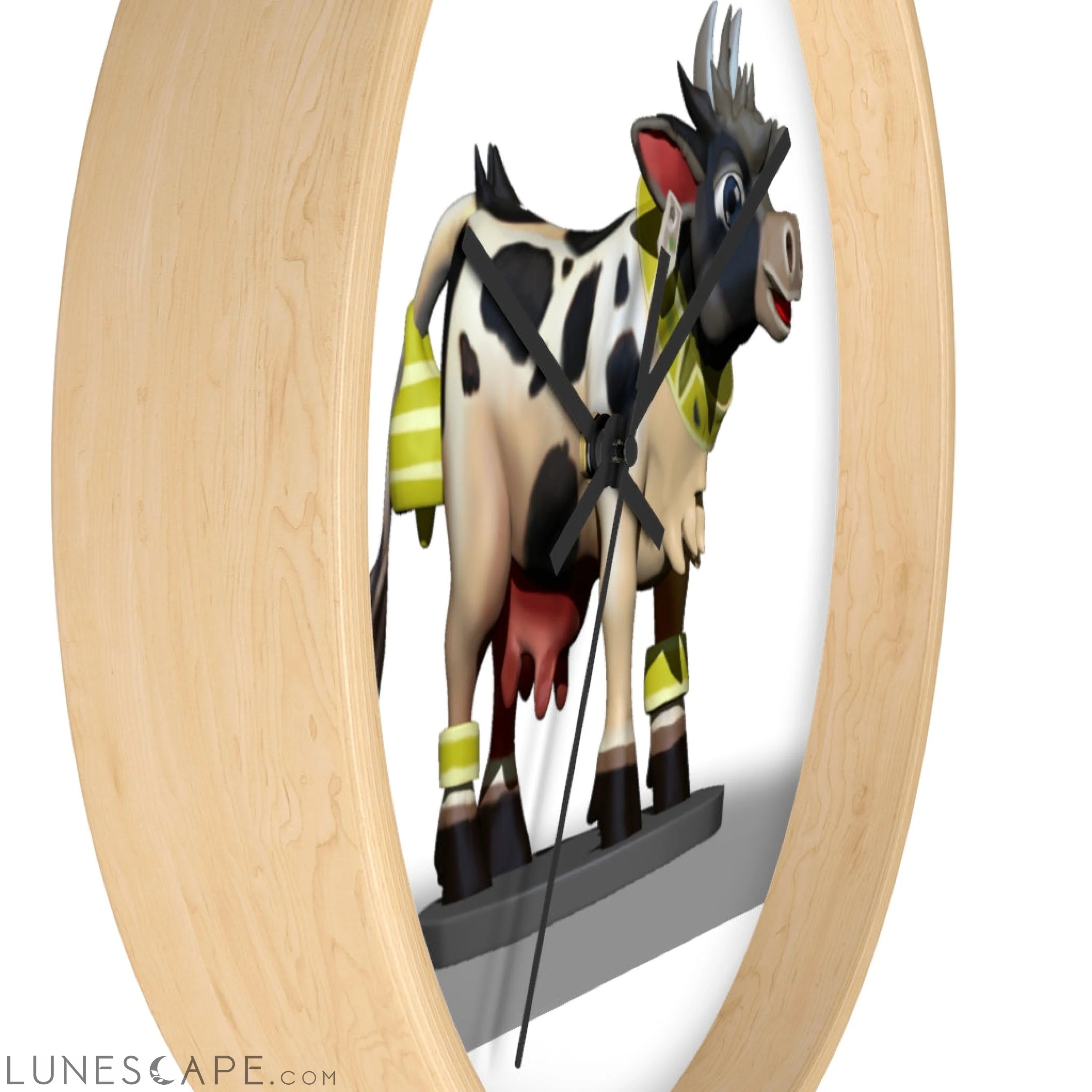 Black and White Cow Wall clock LUNESCAPE