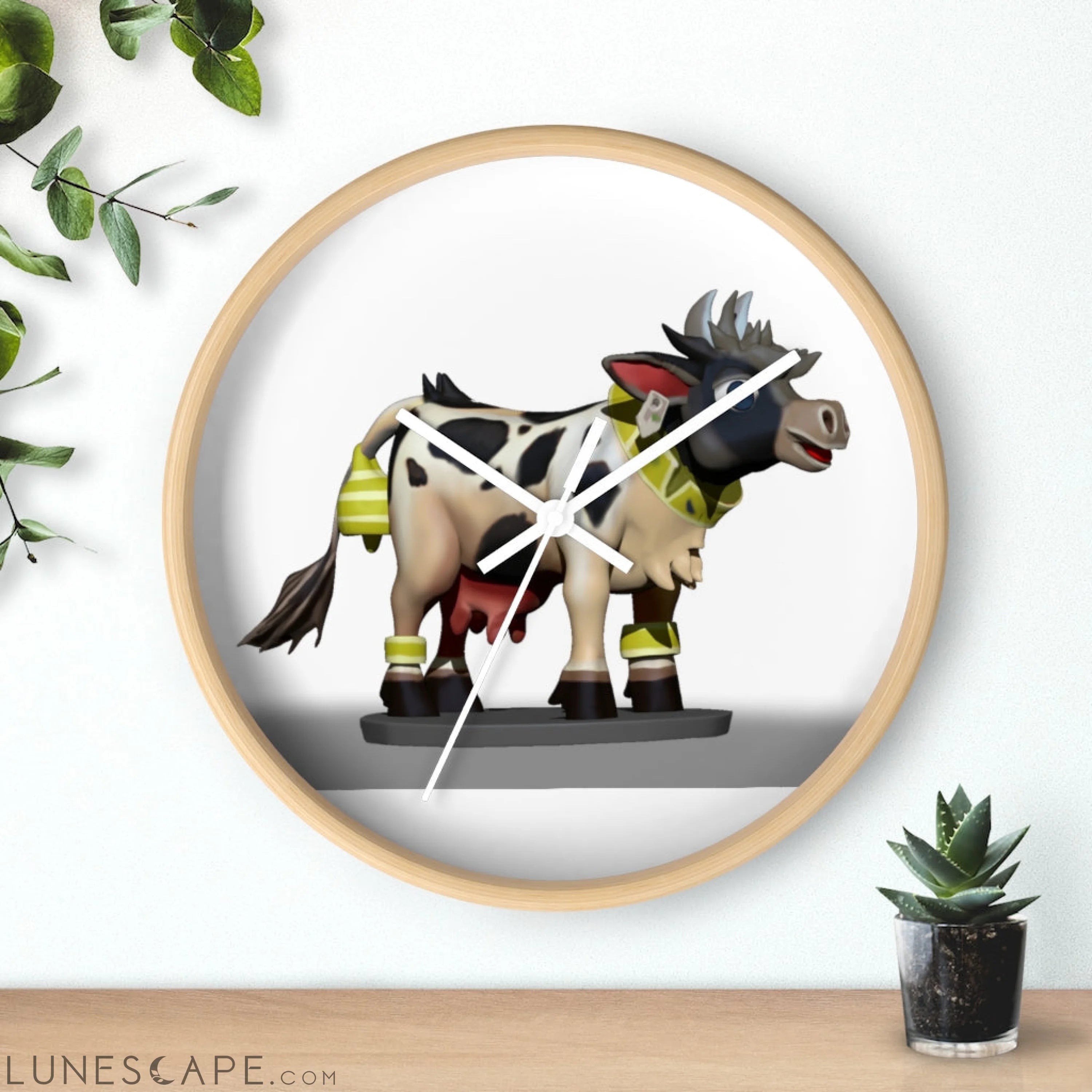 Black and White Cow Wall clock LUNESCAPE