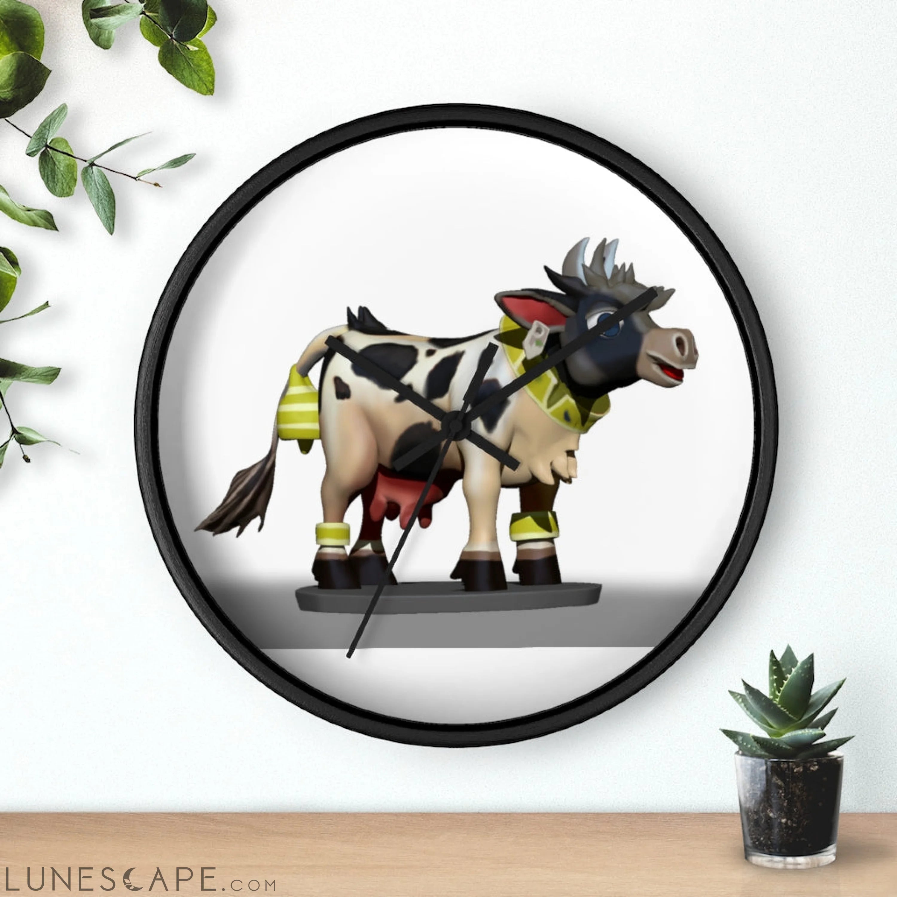 Black and White Cow Wall clock LUNESCAPE