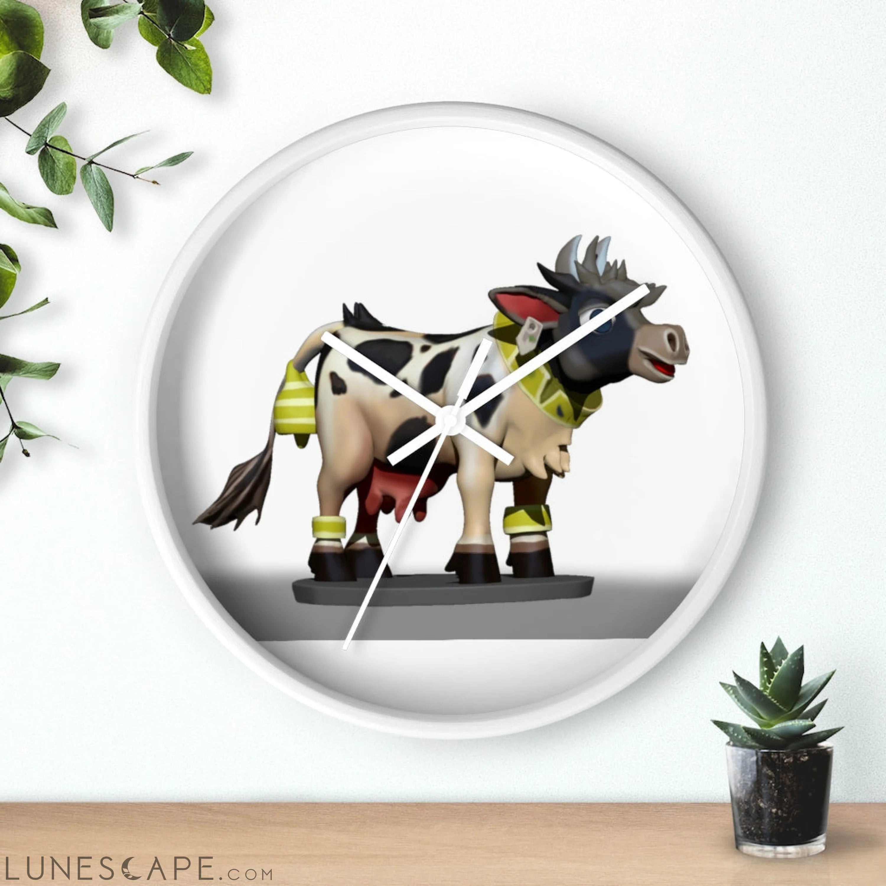 Black and White Cow Wall clock LUNESCAPE