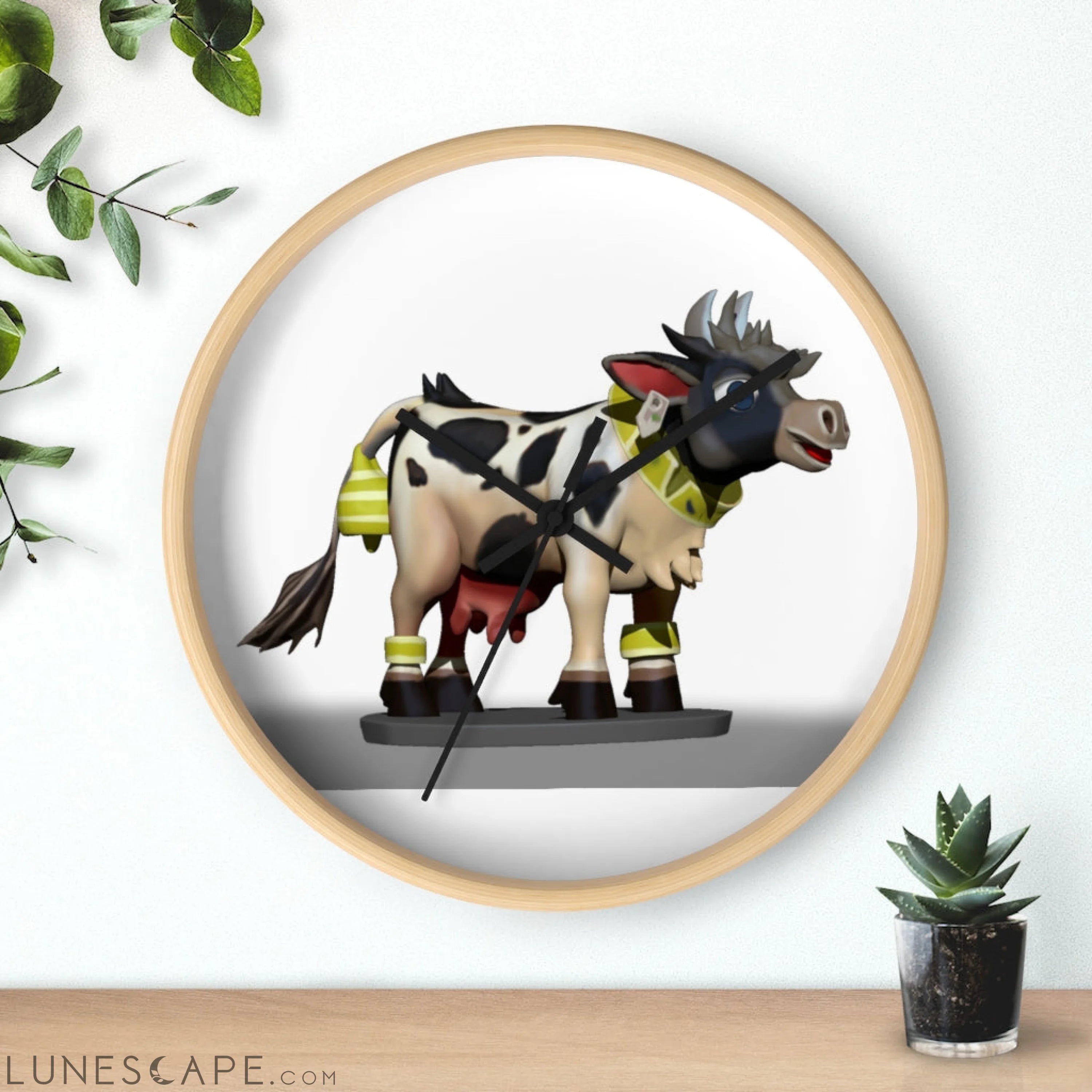 Black and White Cow Wall clock LUNESCAPE