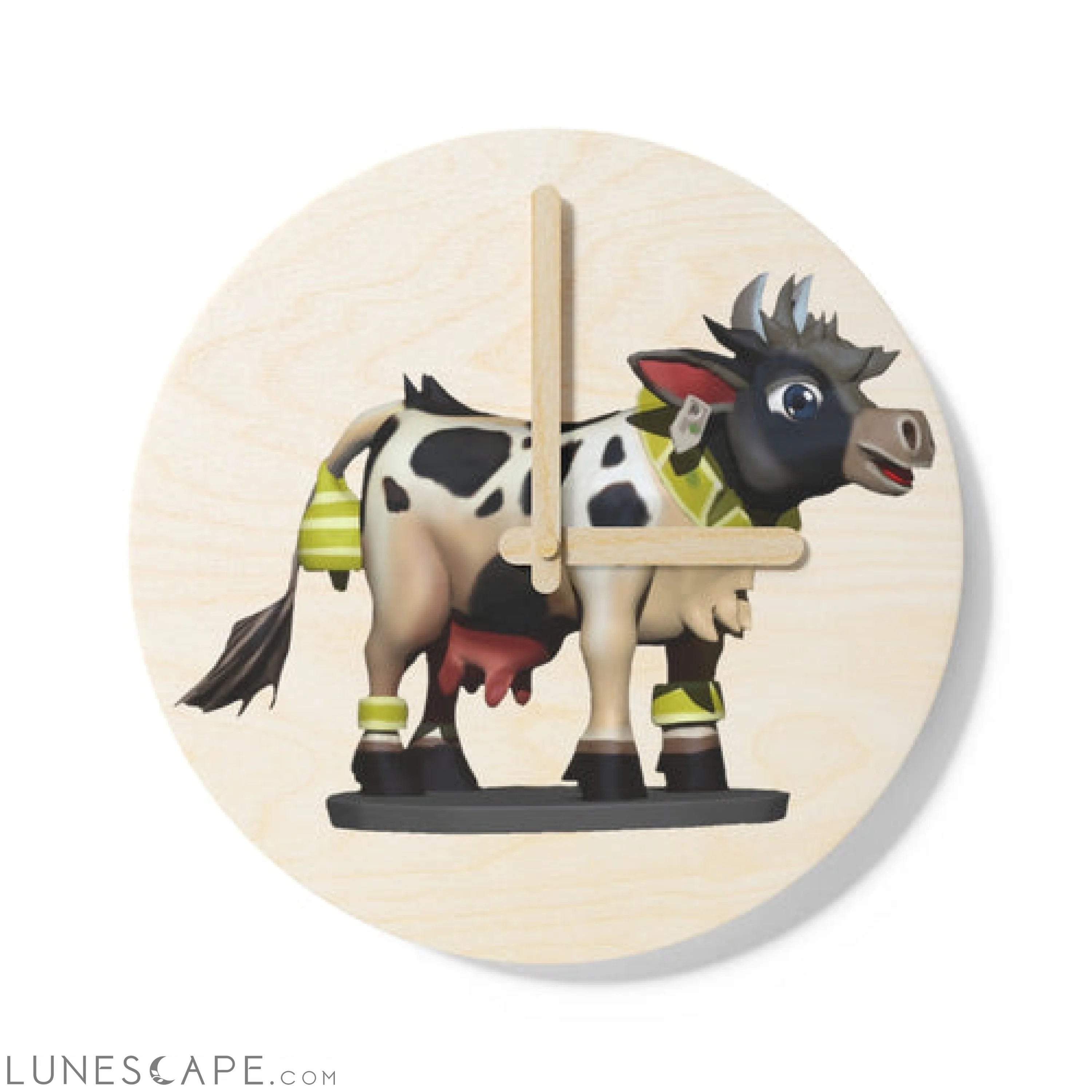 Black Cow Wooden Wall Clock LUNESCAPE