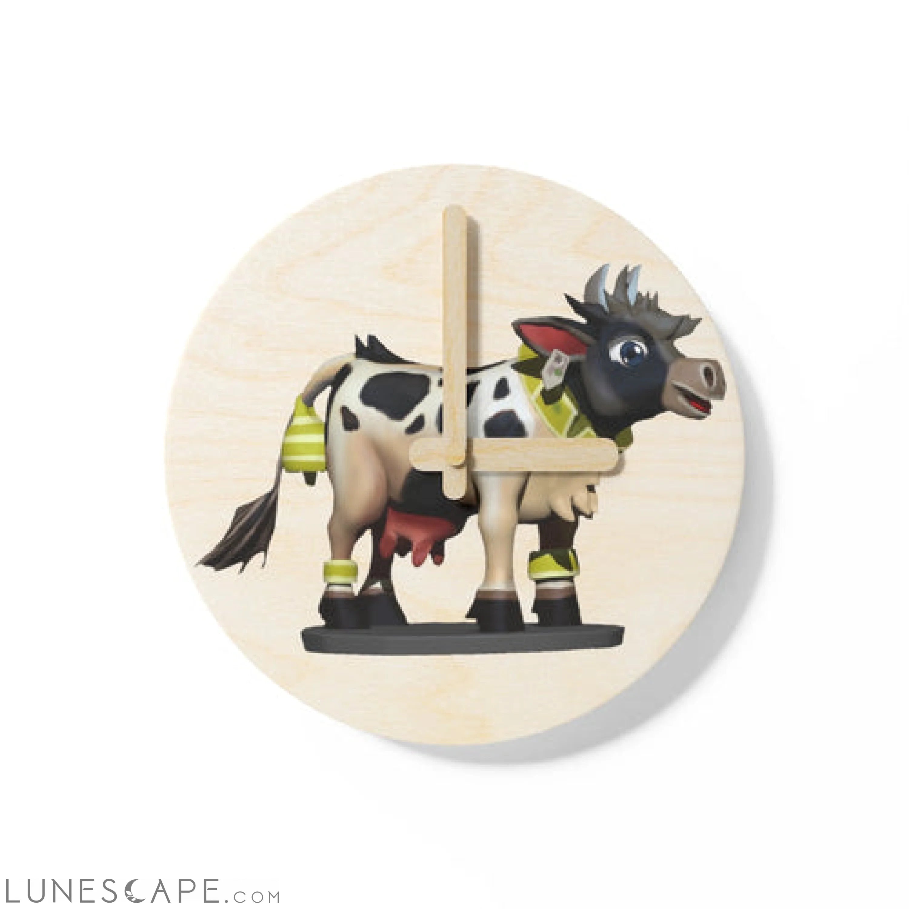 Black Cow Wooden Wall Clock LUNESCAPE