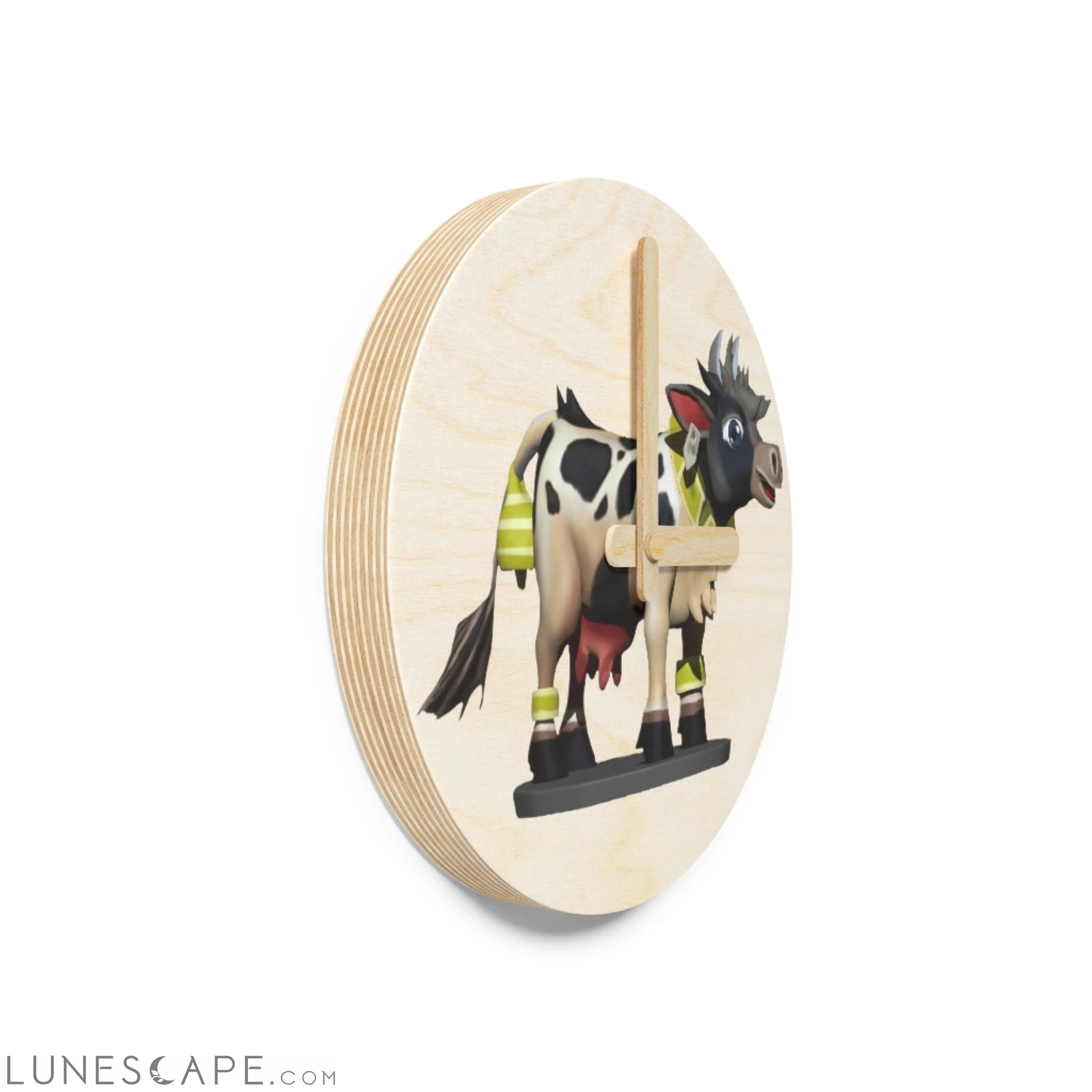 Black Cow Wooden Wall Clock LUNESCAPE