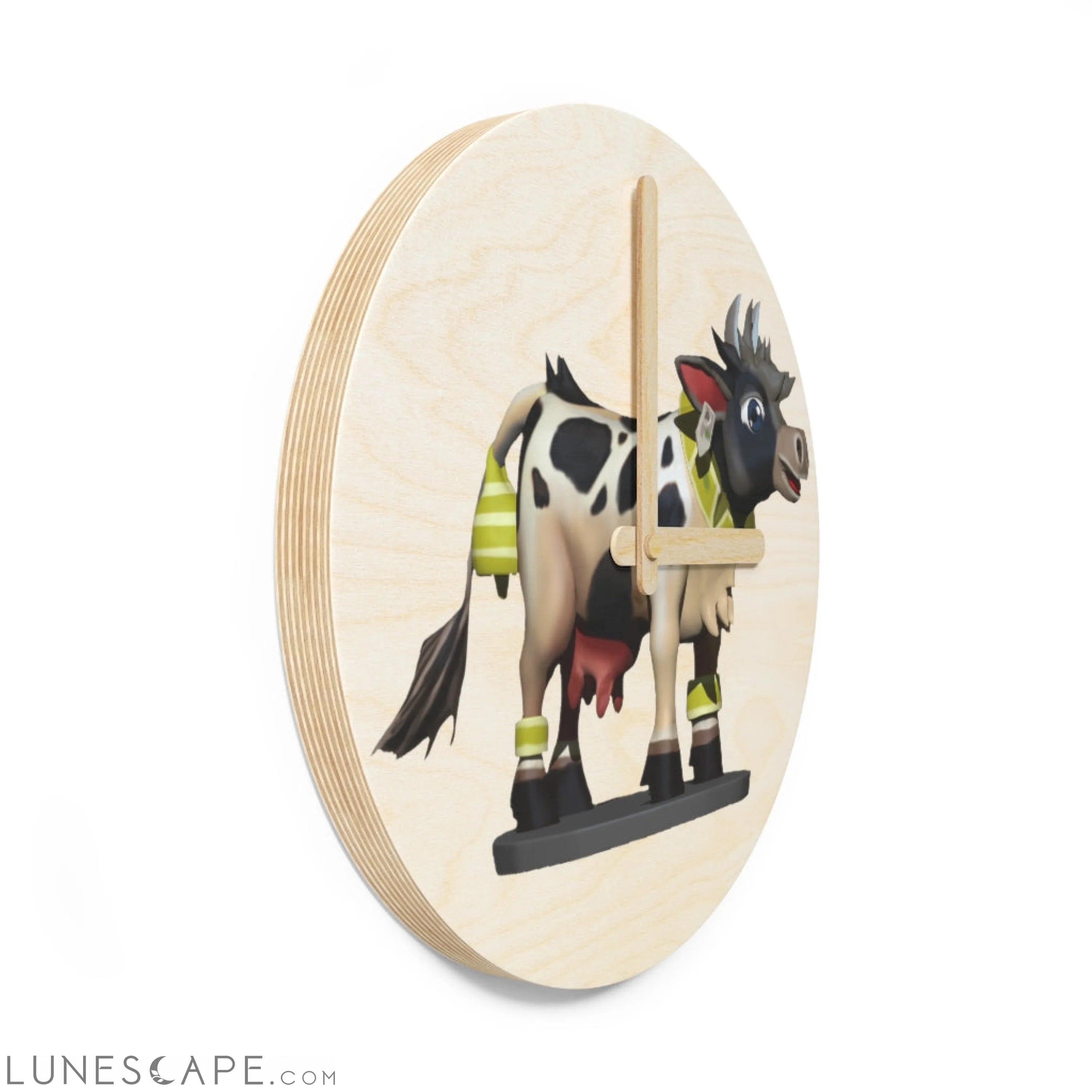 Black Cow Wooden Wall Clock LUNESCAPE