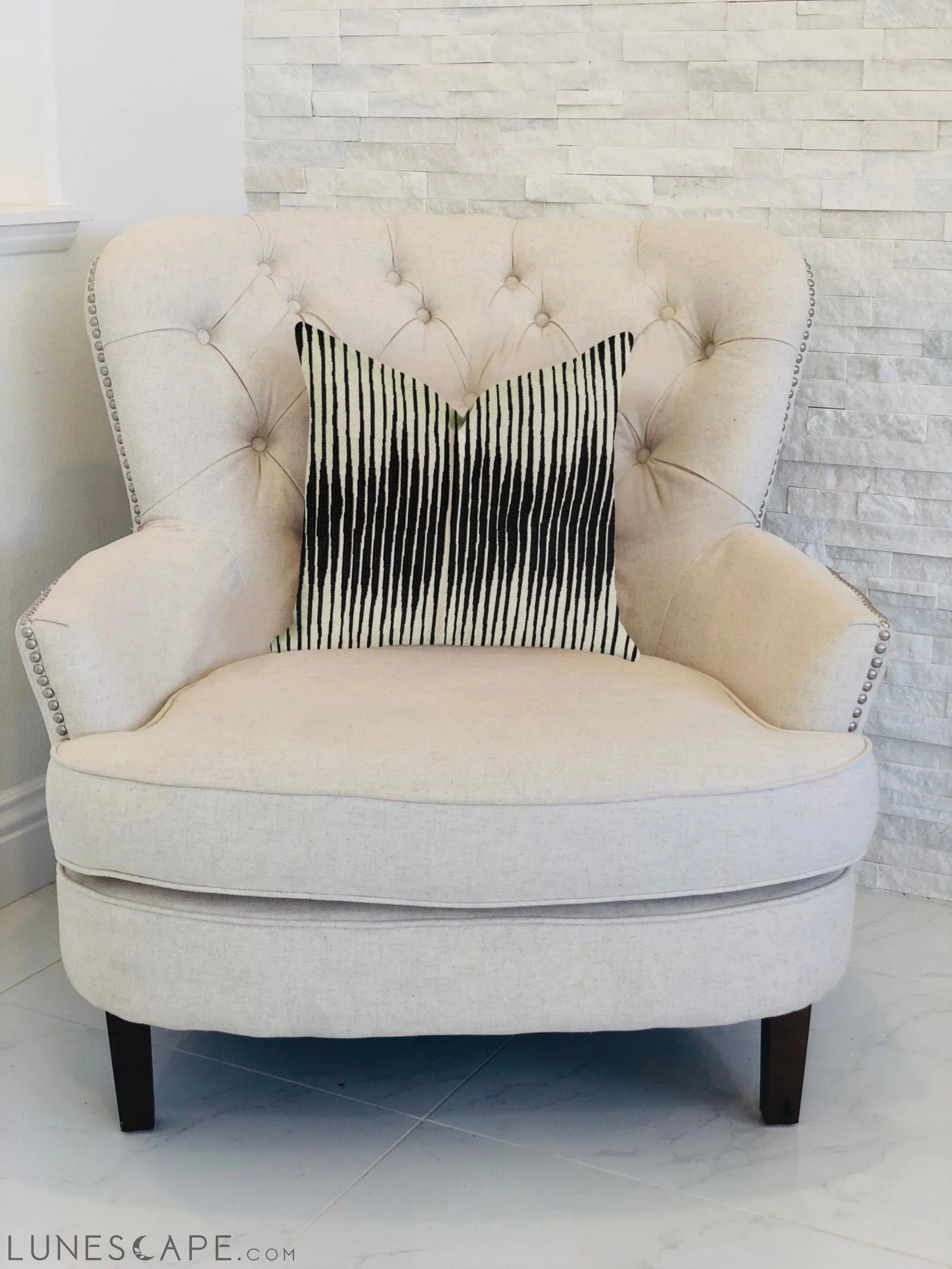 Black Crystal Luxury Throw Pillow in Black and Beige Tones LUNESCAPE