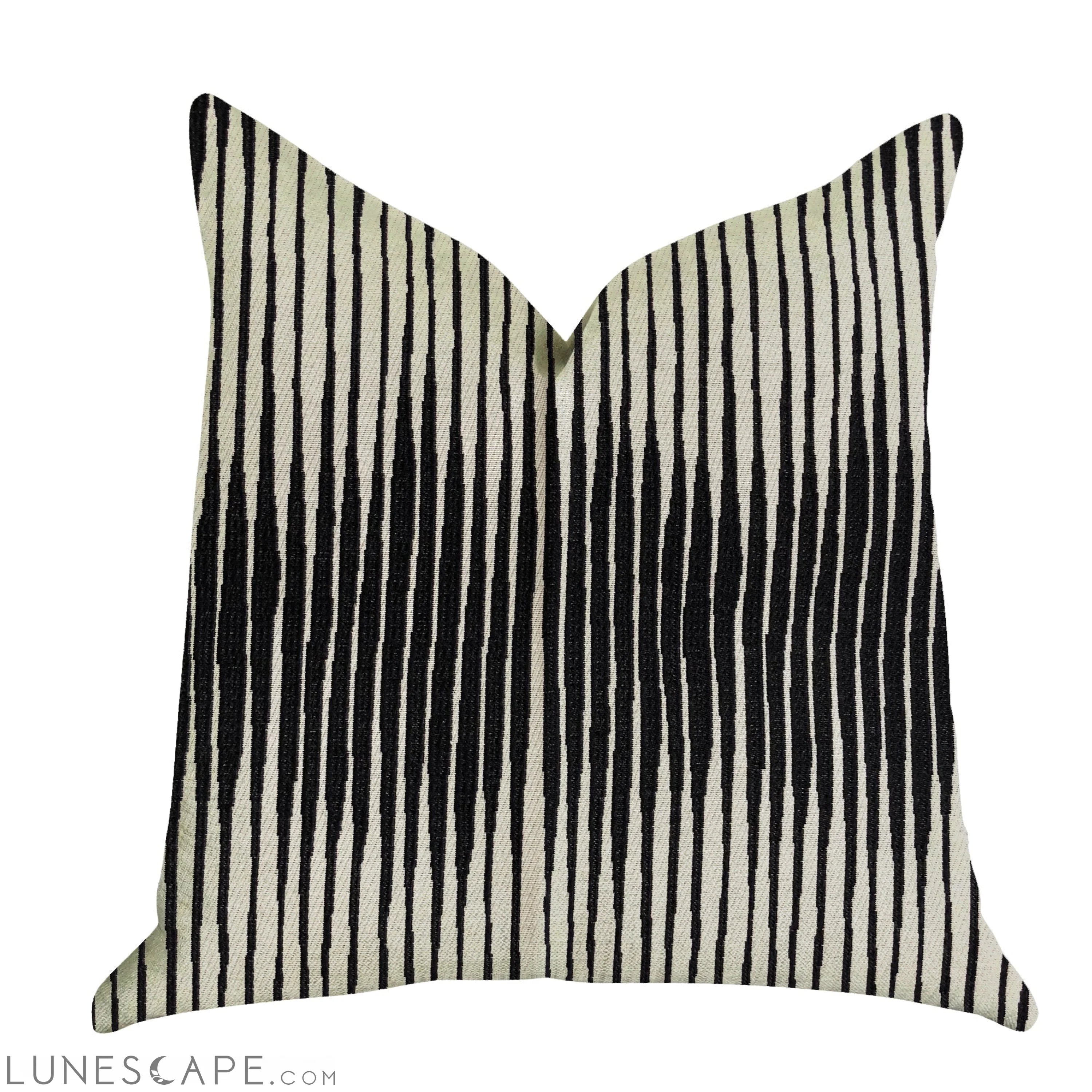 Black Crystal Luxury Throw Pillow in Black and Beige Tones LUNESCAPE