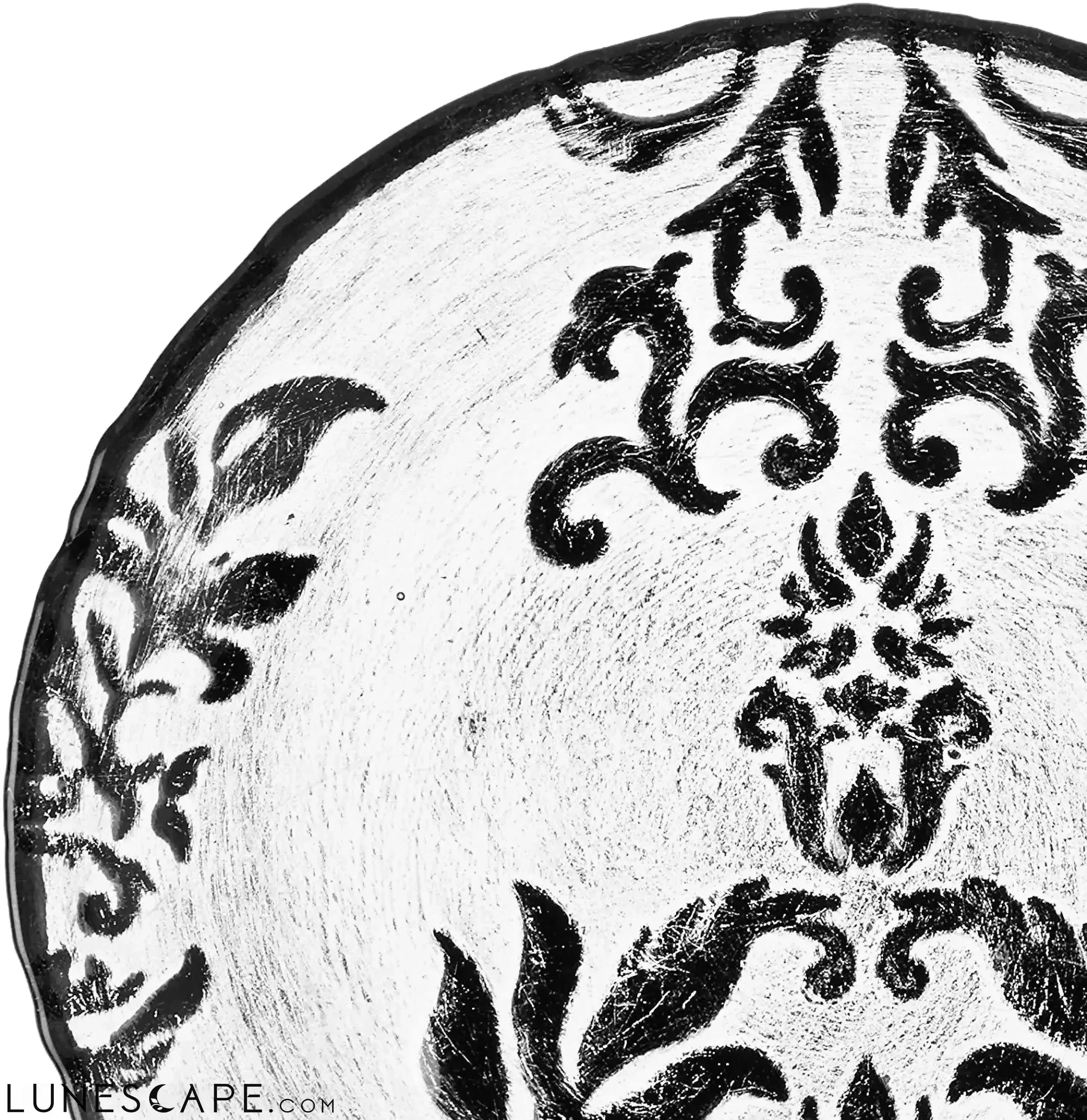 Black Damask Velvet Gilded Glass Canapé Plate LUNESCAPE