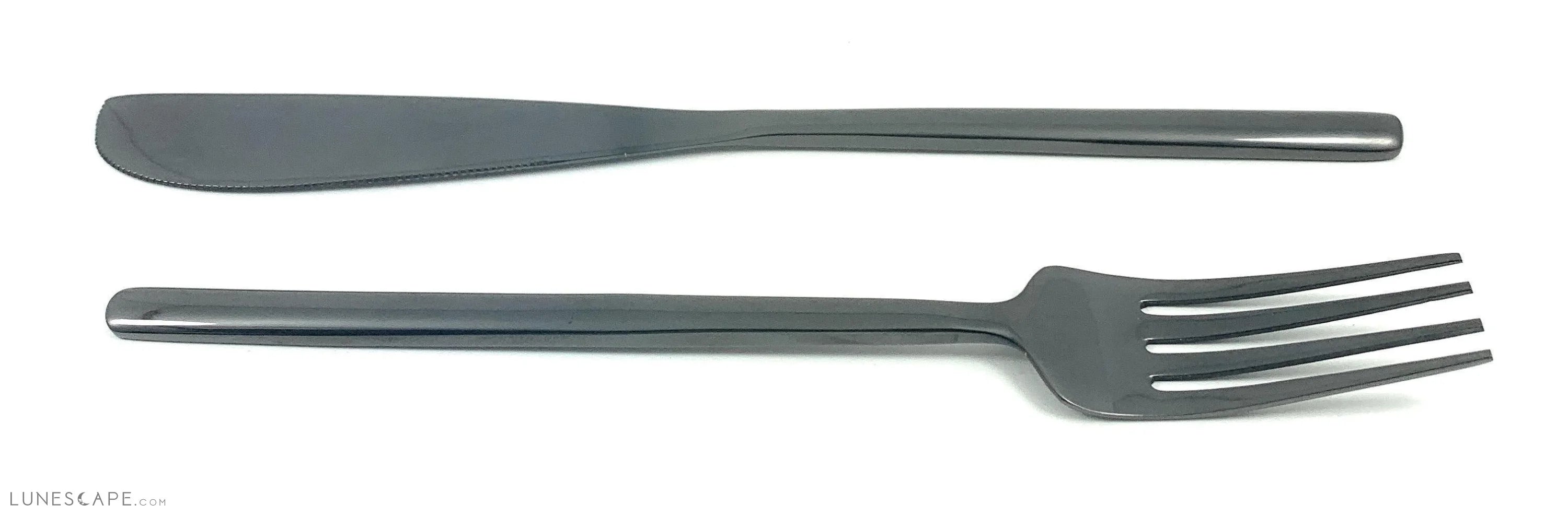Black Dinner Forks & Serrated Knives - 12 Piece Set LUNESCAPE