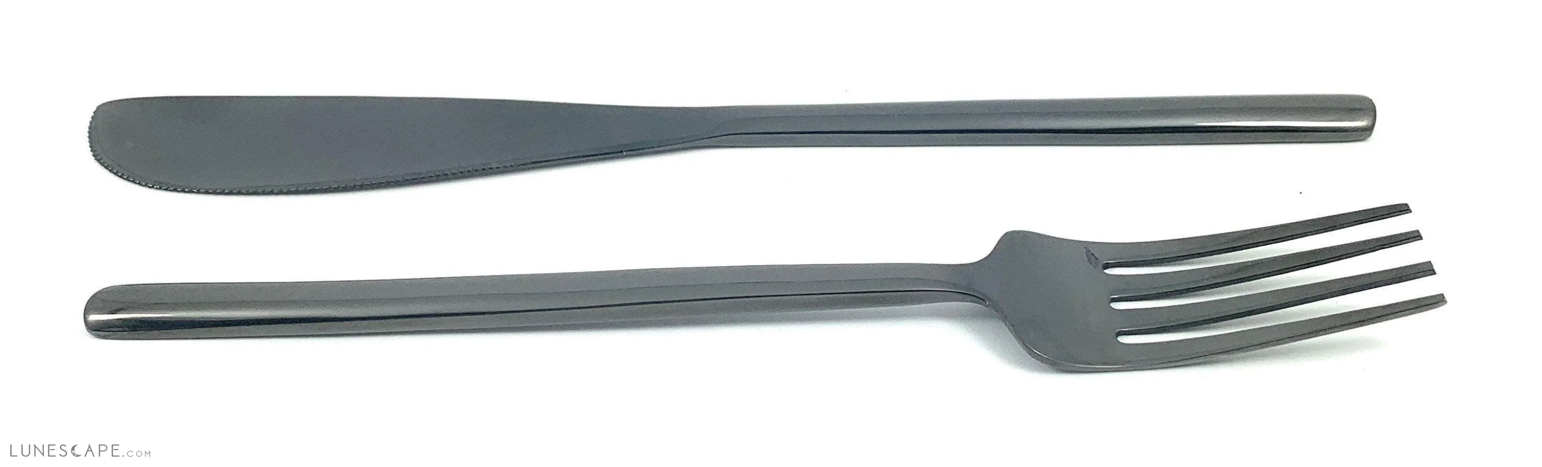Black Dinner Forks & Serrated Knives - 12 Piece Set LUNESCAPE