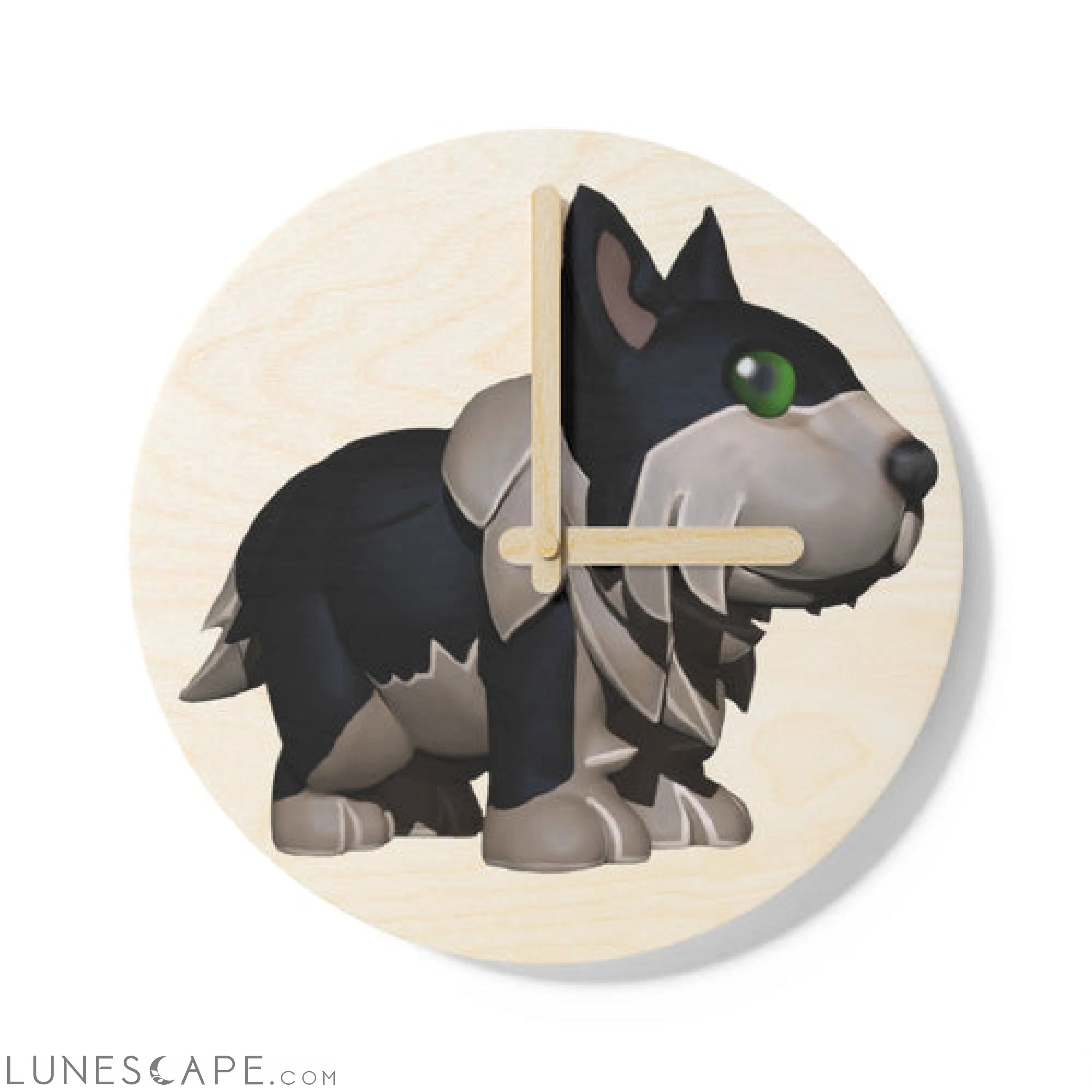 Black Dog Wooden Wall Clock LUNESCAPE