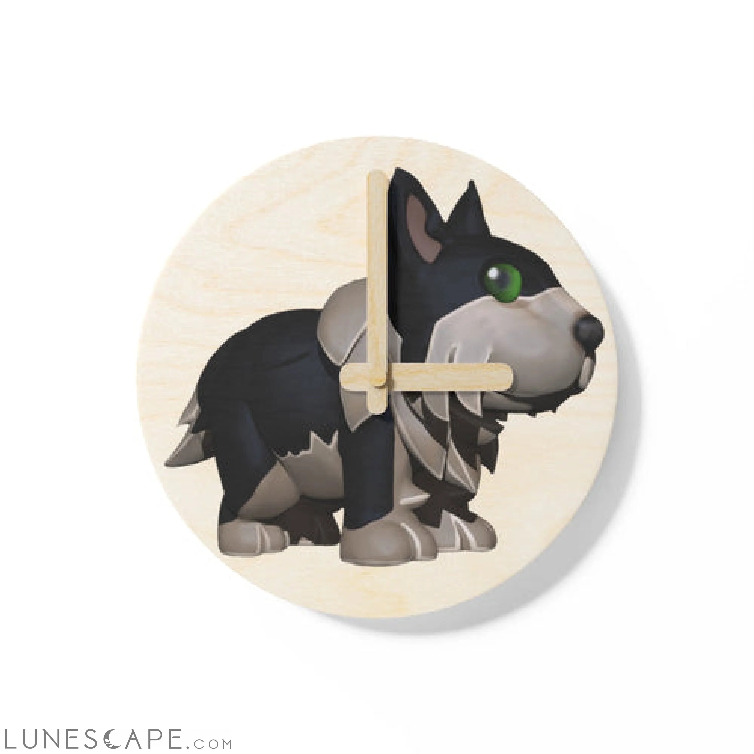 Black Dog Wooden Wall Clock LUNESCAPE