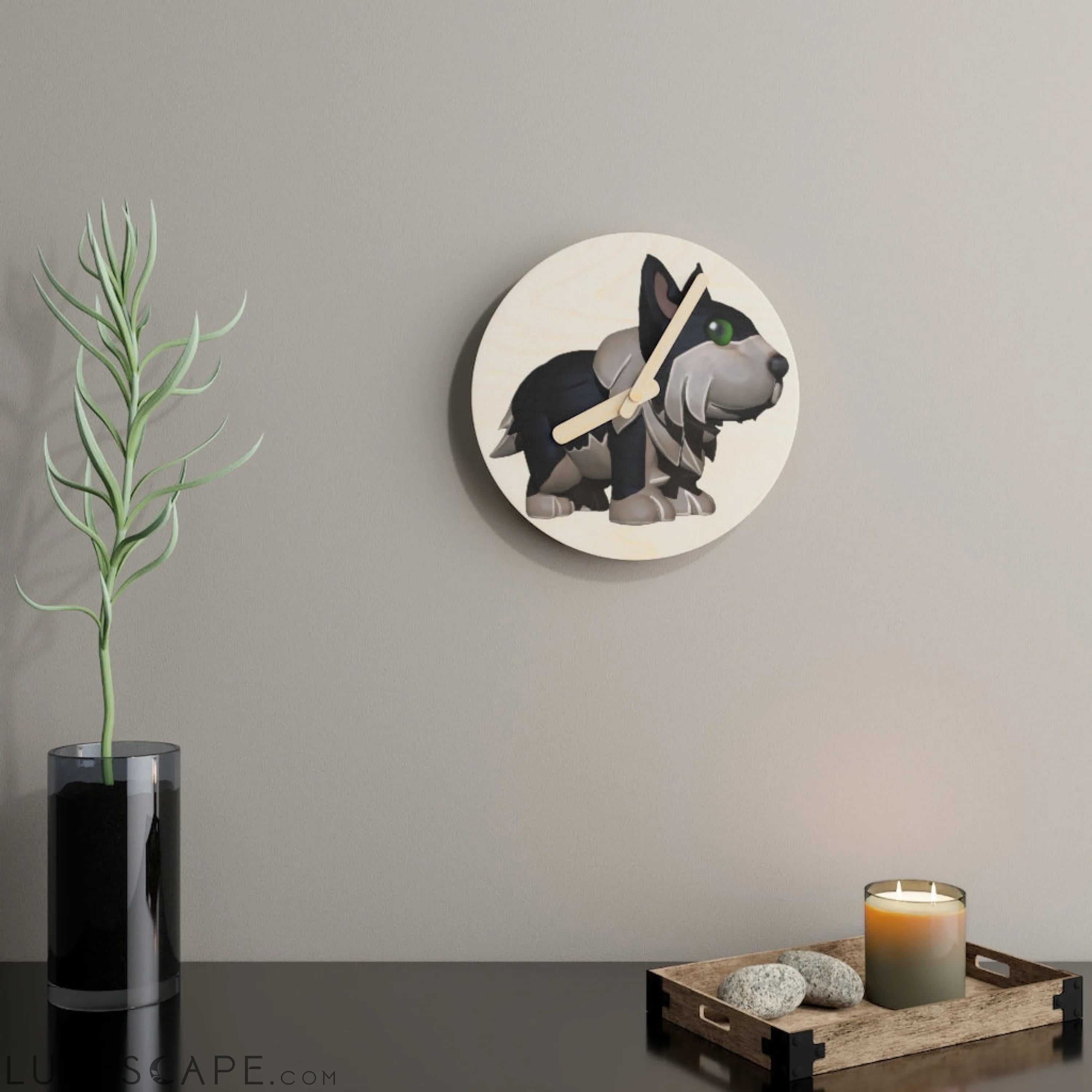 Black Dog Wooden Wall Clock LUNESCAPE