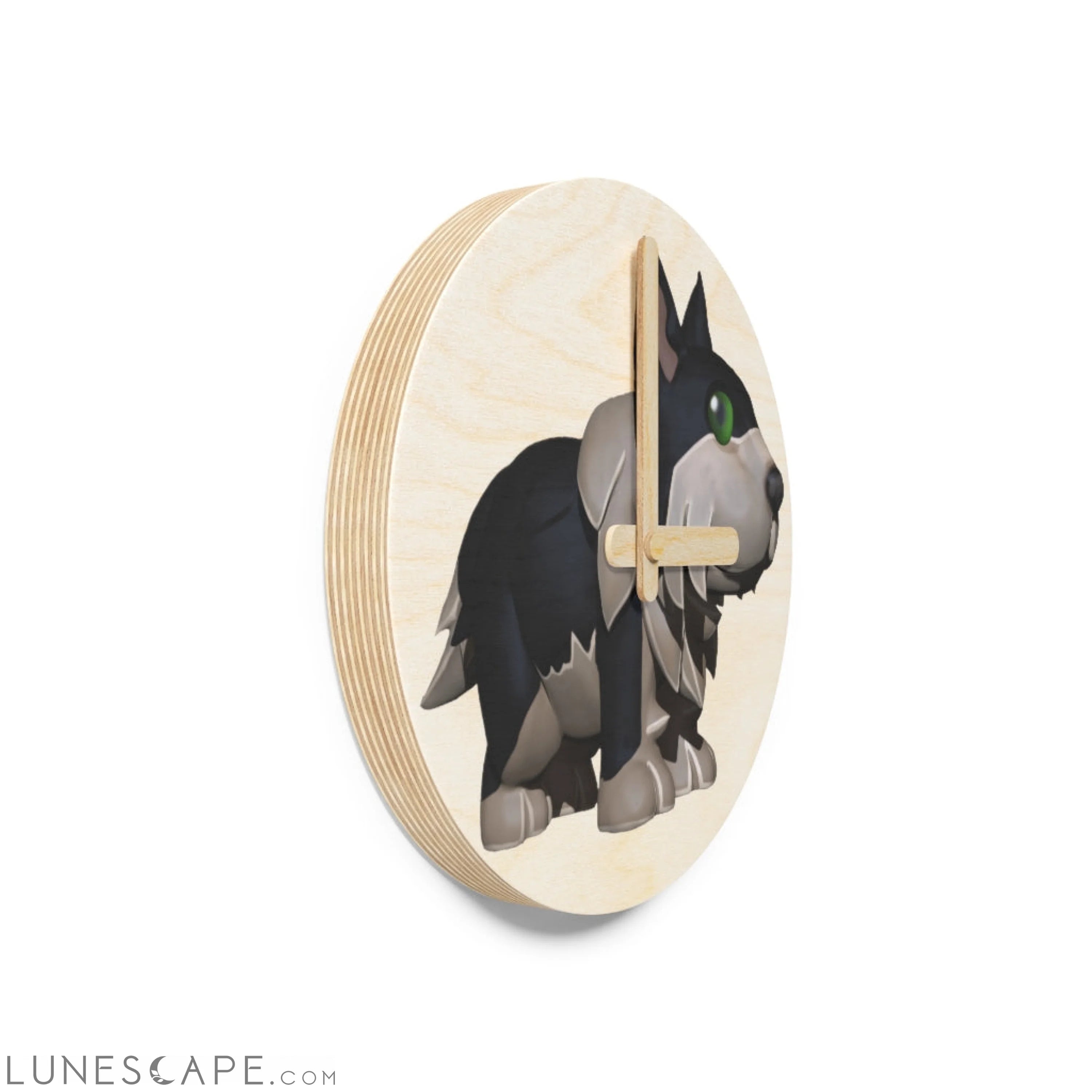 Black Dog Wooden Wall Clock LUNESCAPE