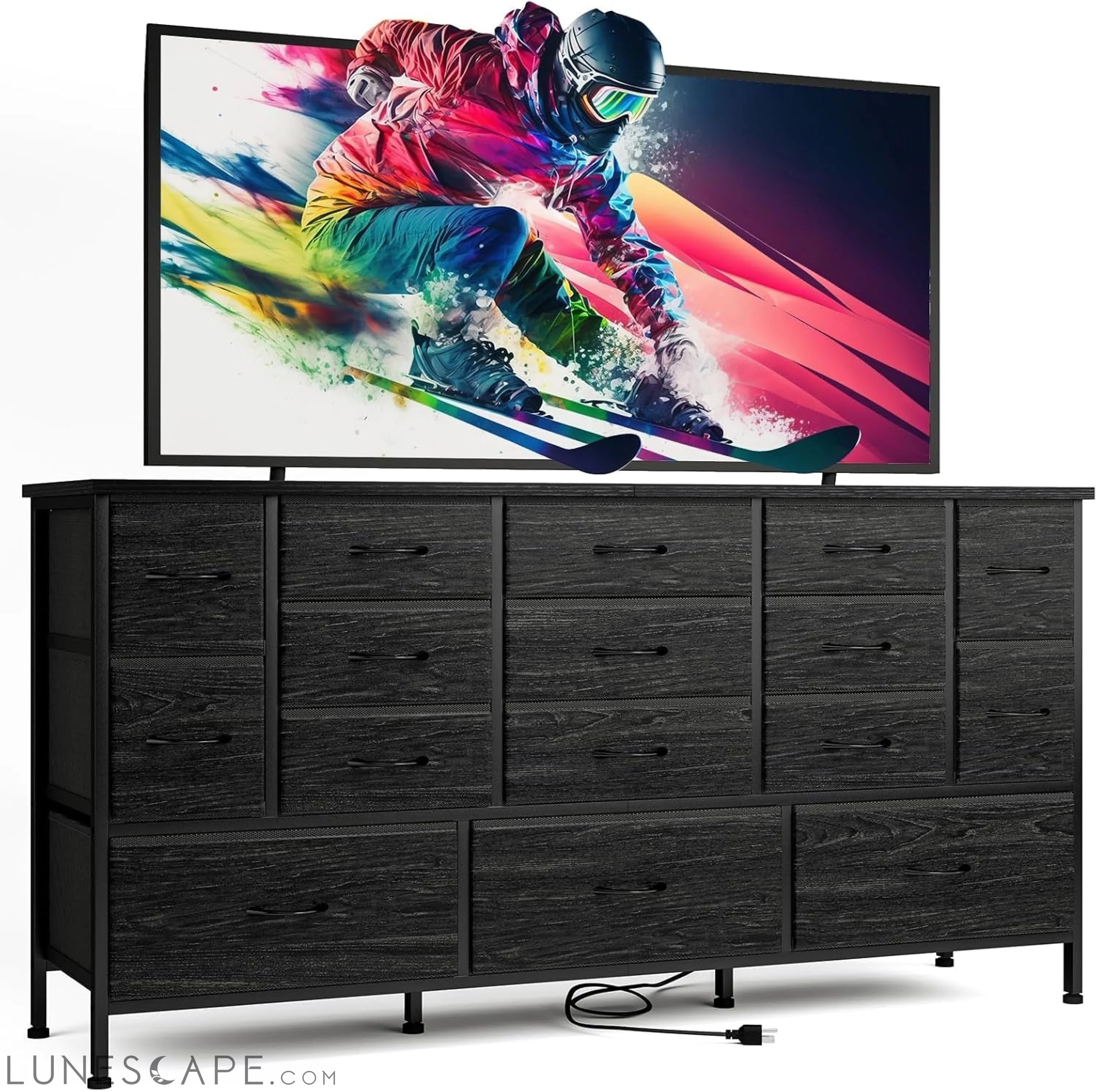 Black Dresser with 16 Drawers LUNESCAPE