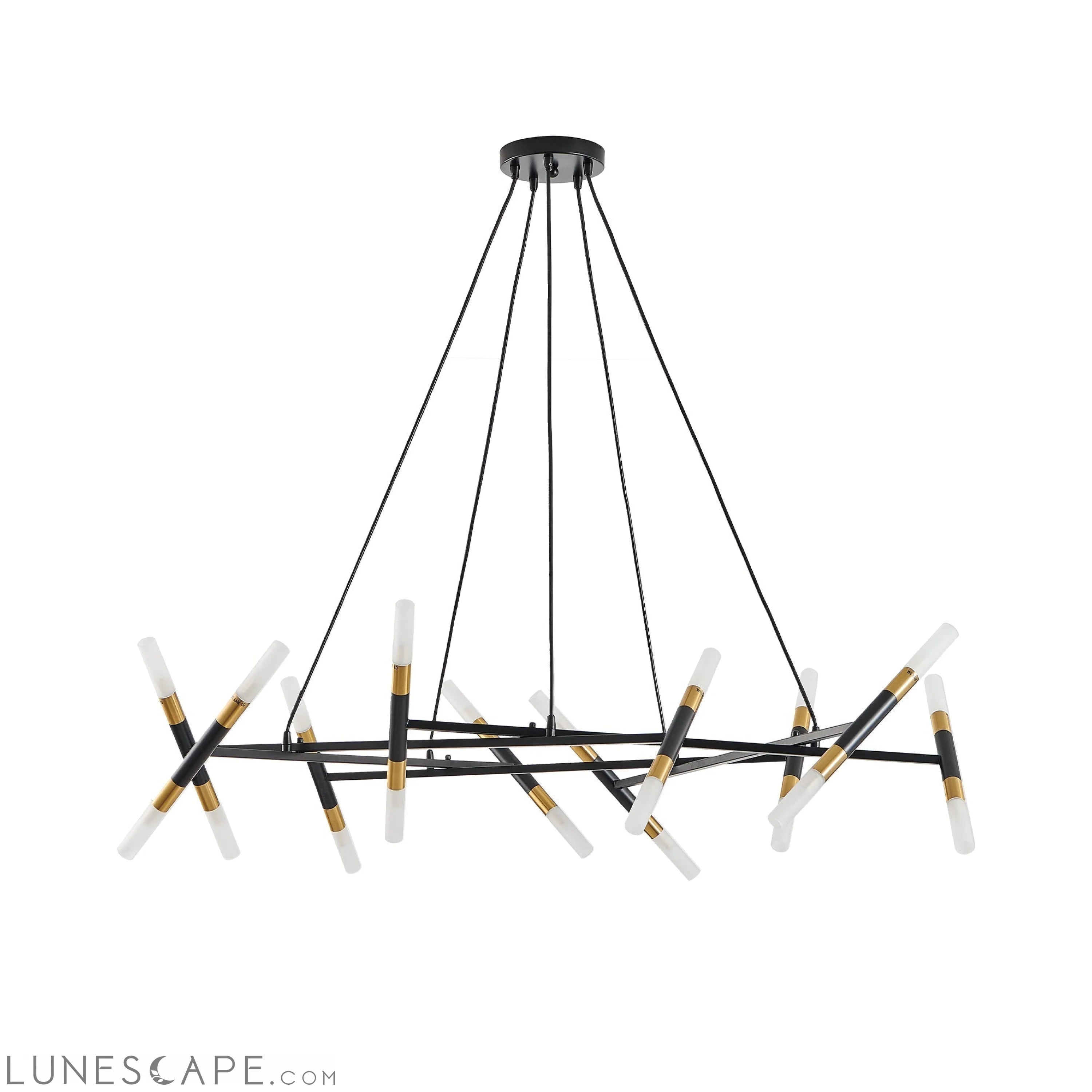 Black & Golden Modern Chandelier Light Fixture, Branch Design with LUNESCAPE
