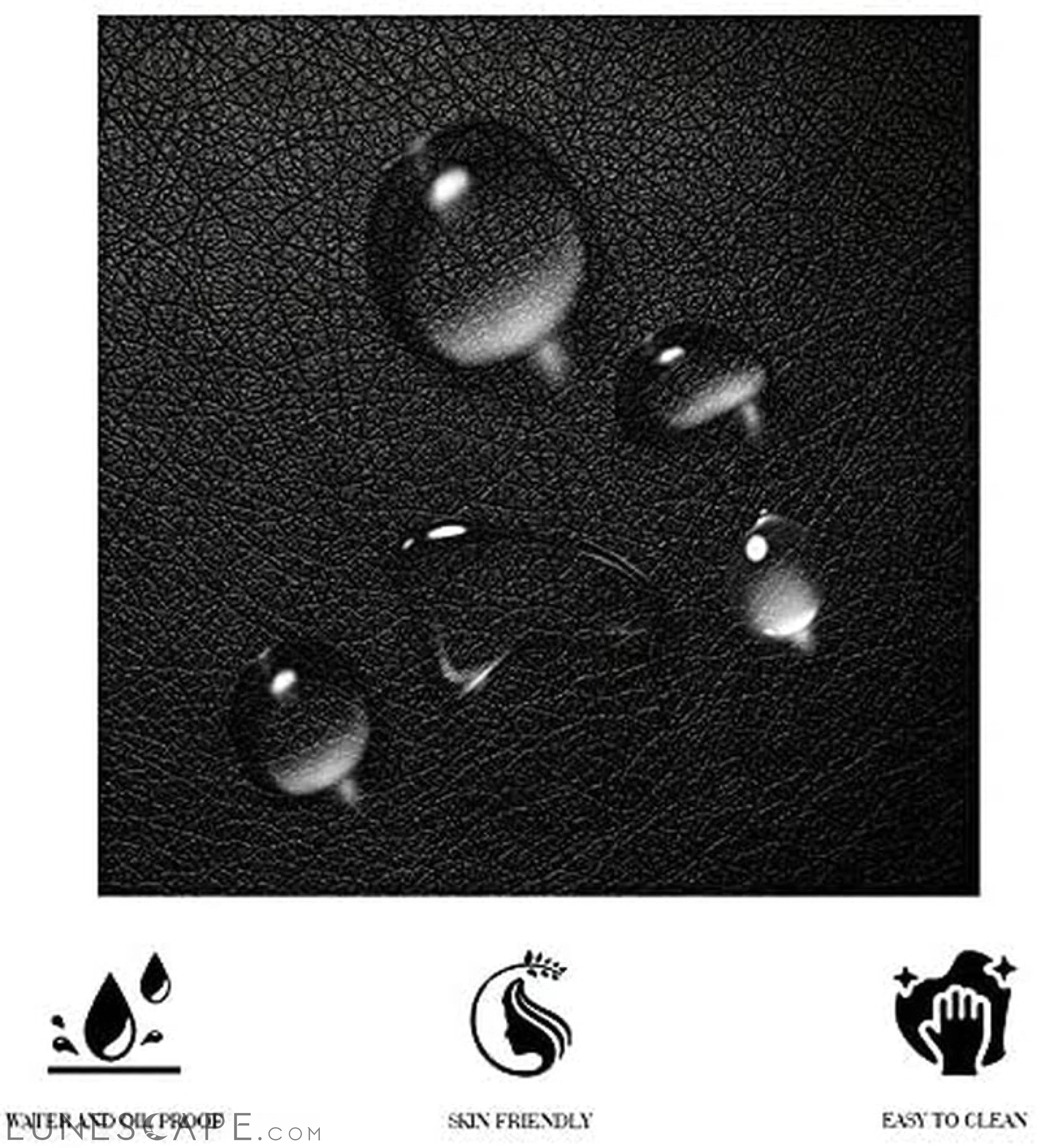 Black King Faux Leather Upholstered Platform Bed Frame W/ Iron Piece LUNESCAPE