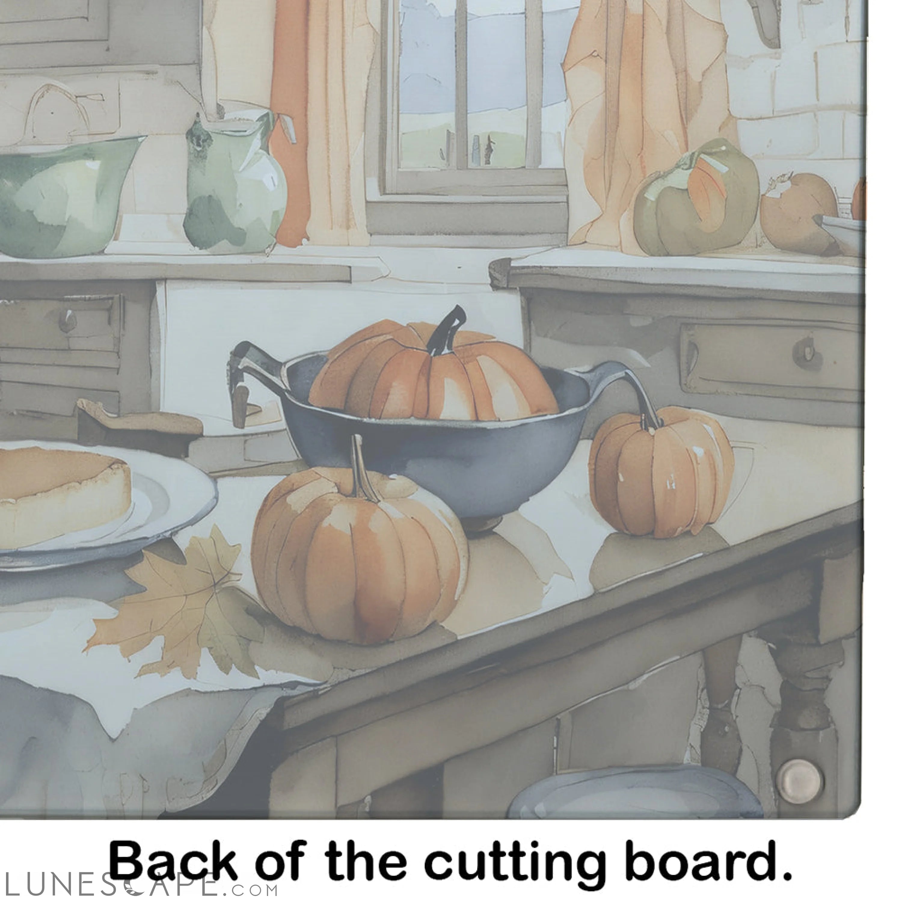 Black Lab Thanksgiving Fall Kitchen Pumpkins Glass Cutting Board LUNESCAPE