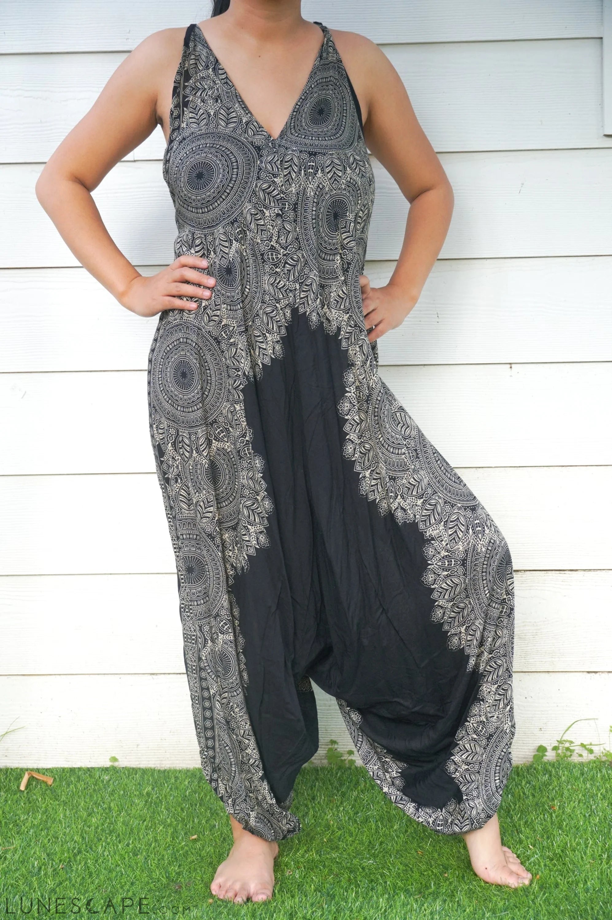 Black Lotus Boho Hippie Jumpsuit LUNESCAPE