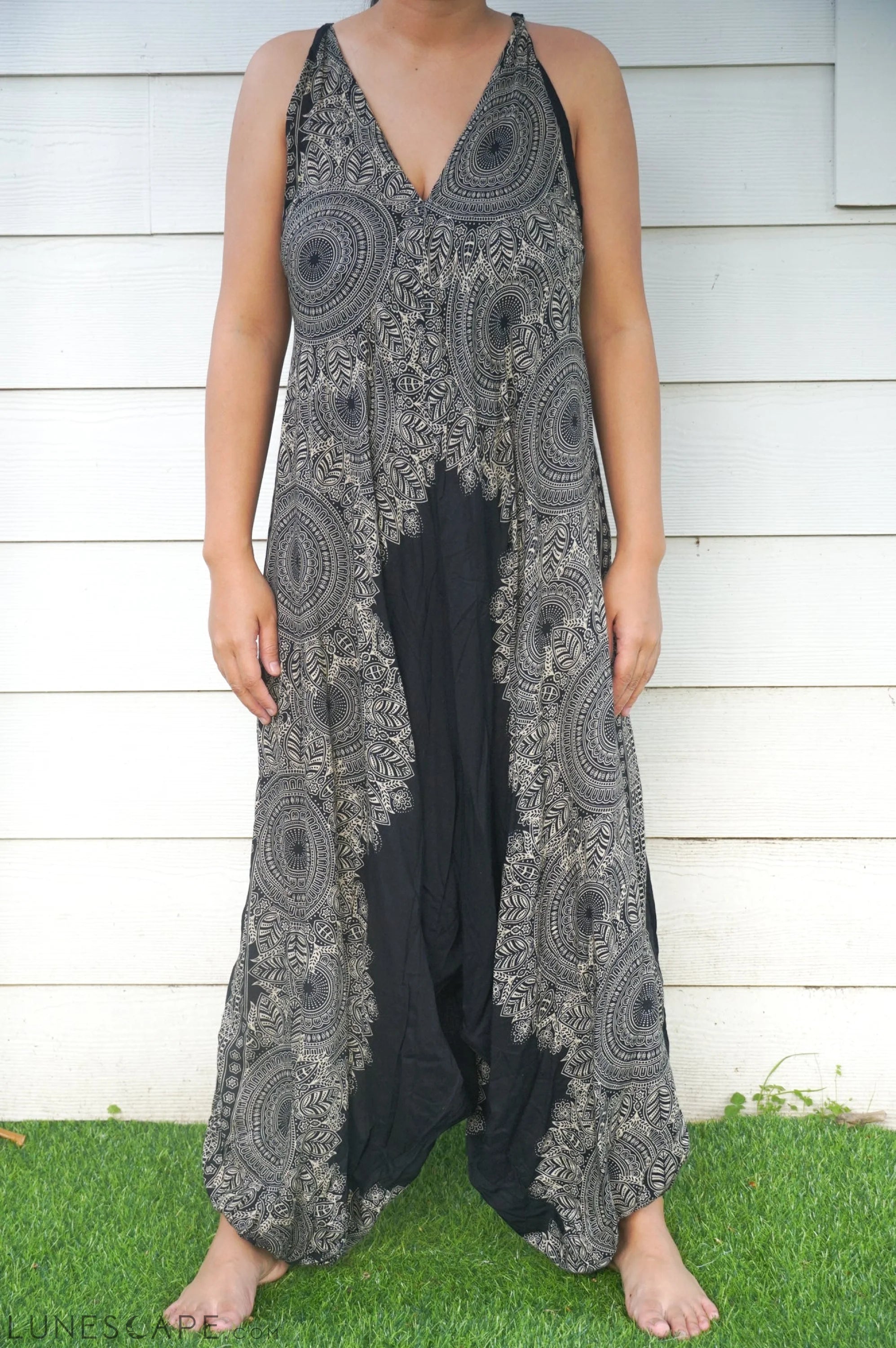 Black Lotus Boho Hippie Jumpsuit LUNESCAPE