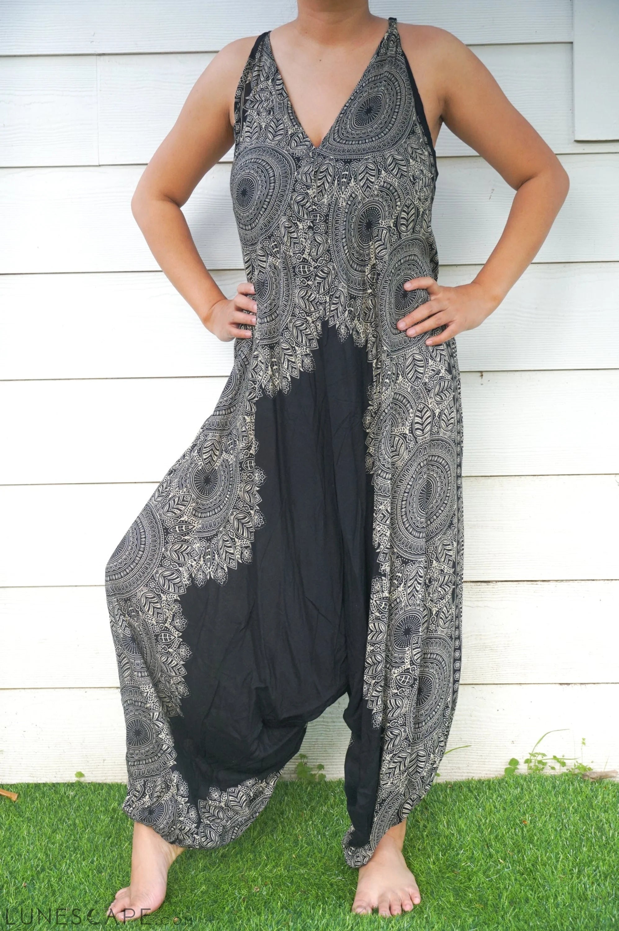 Black Lotus Boho Hippie Jumpsuit LUNESCAPE