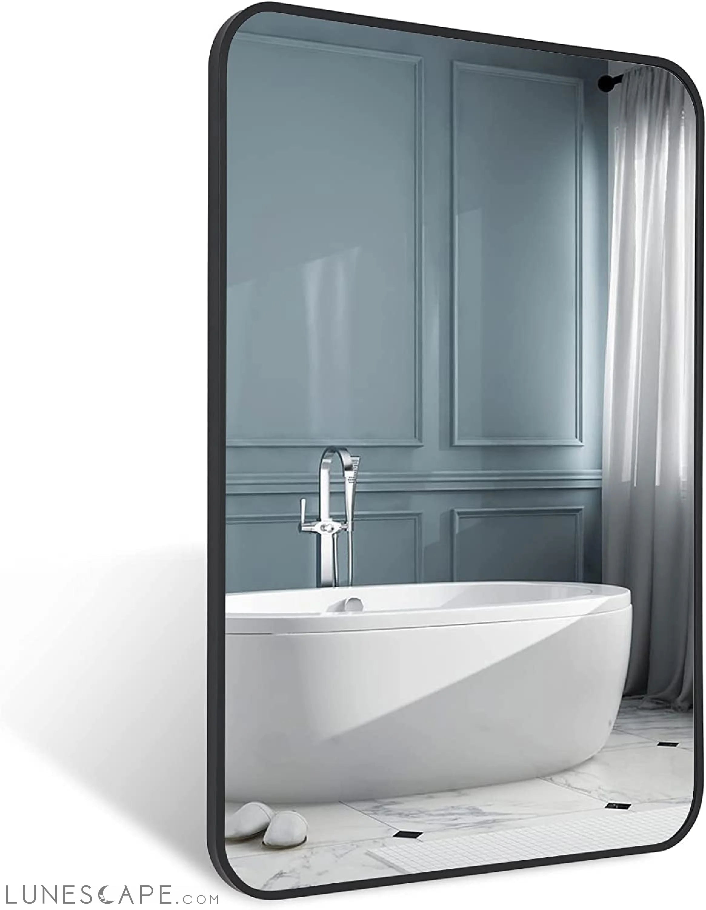 Black Metal Framed Bathroom Wall Mirror LUNESCAPE