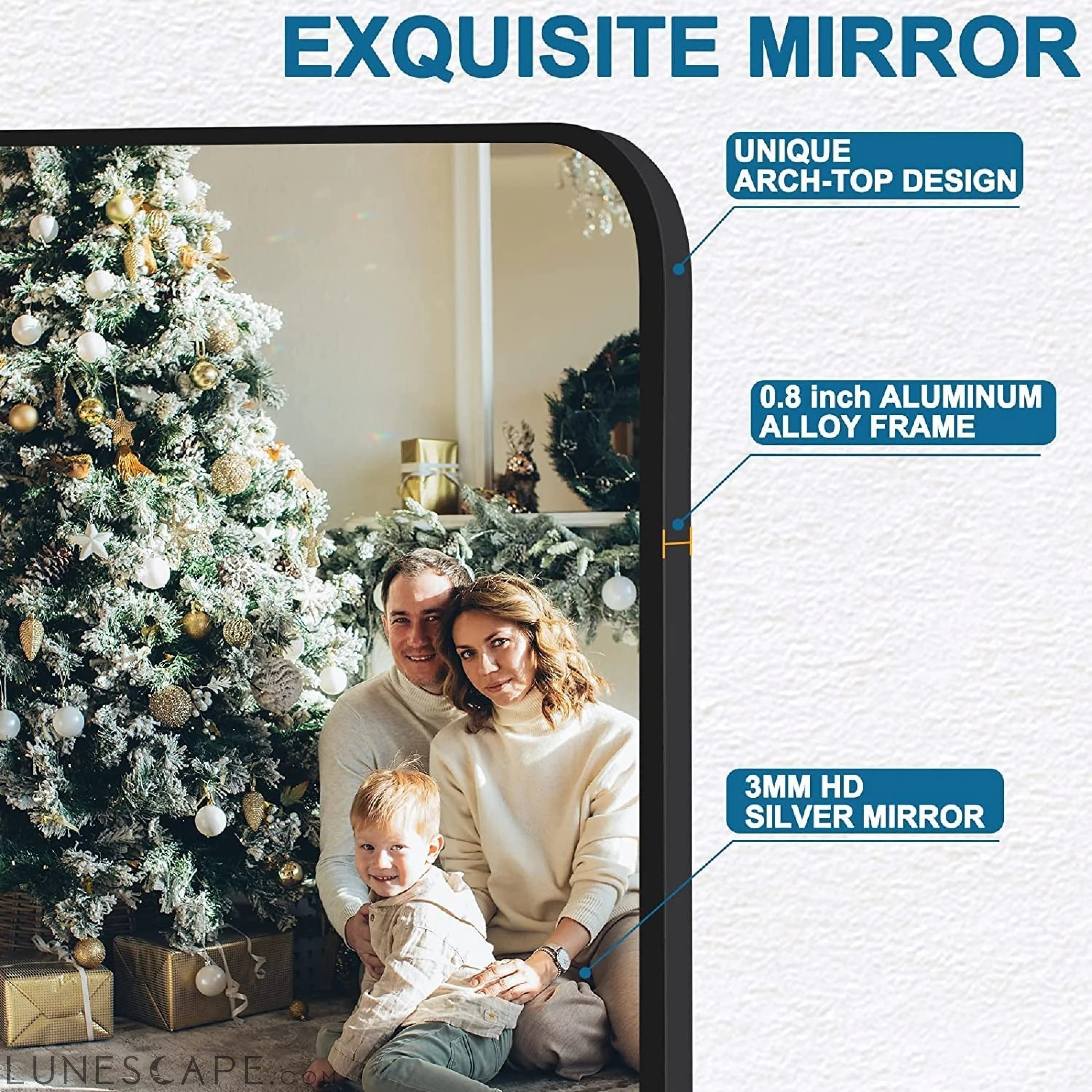 Black Metal Framed Bathroom Wall Mirror LUNESCAPE
