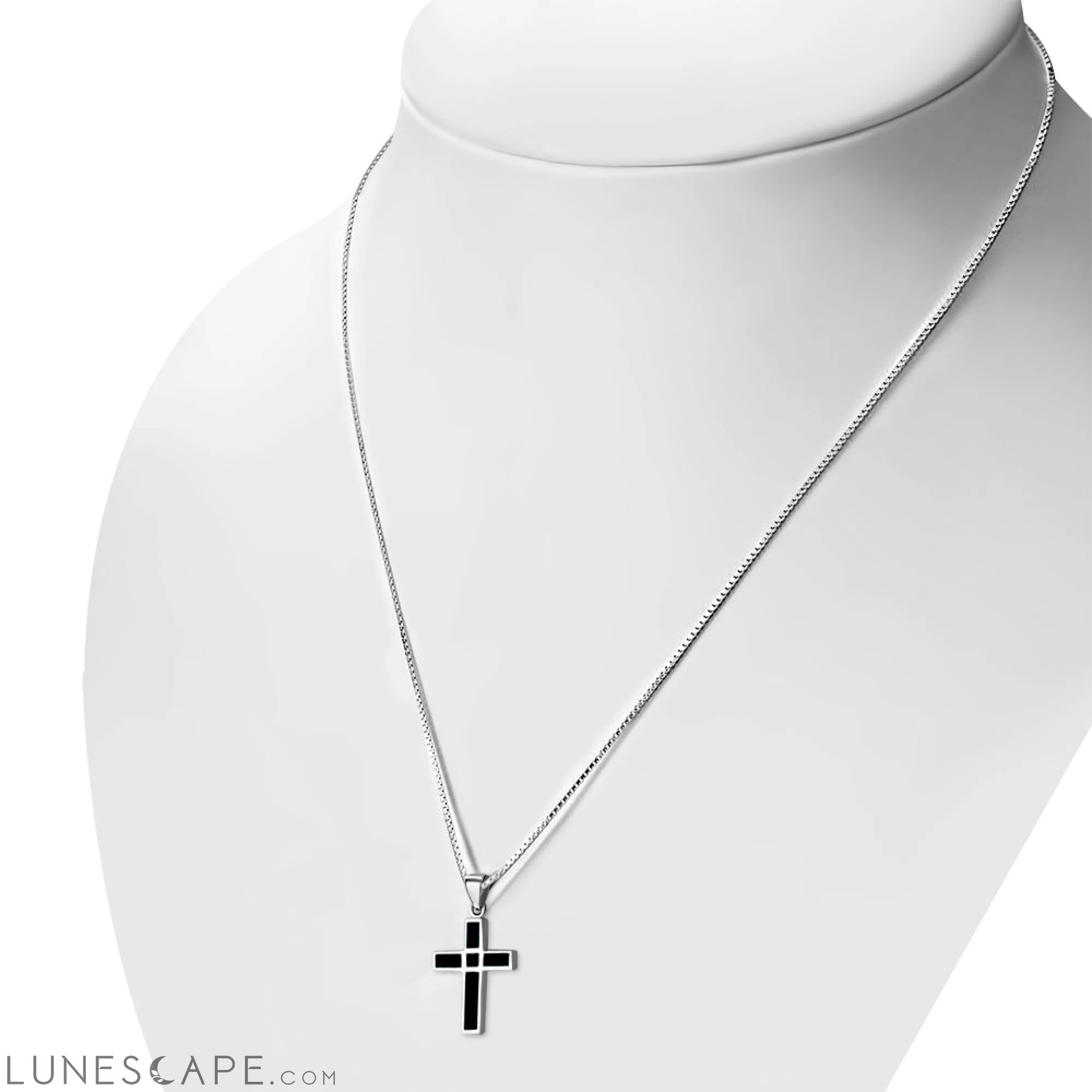 Black Onyx Cross Sterling Silver Pendant LUNESCAPE