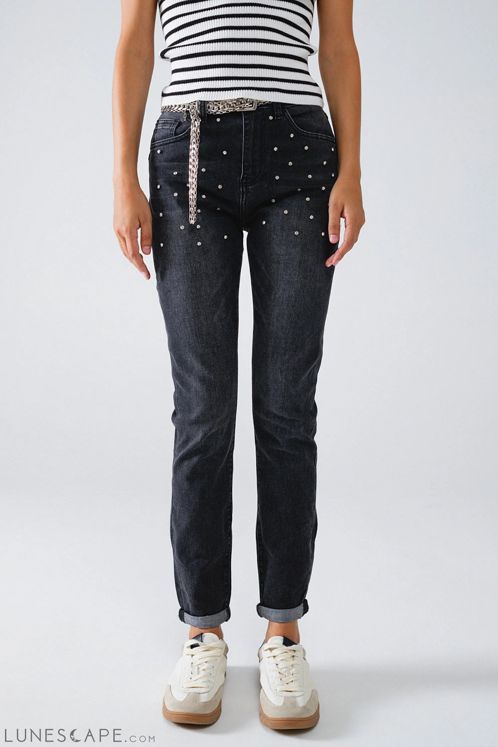 Black Skinny Jeans WIth Rhinestones LUNESCAPE