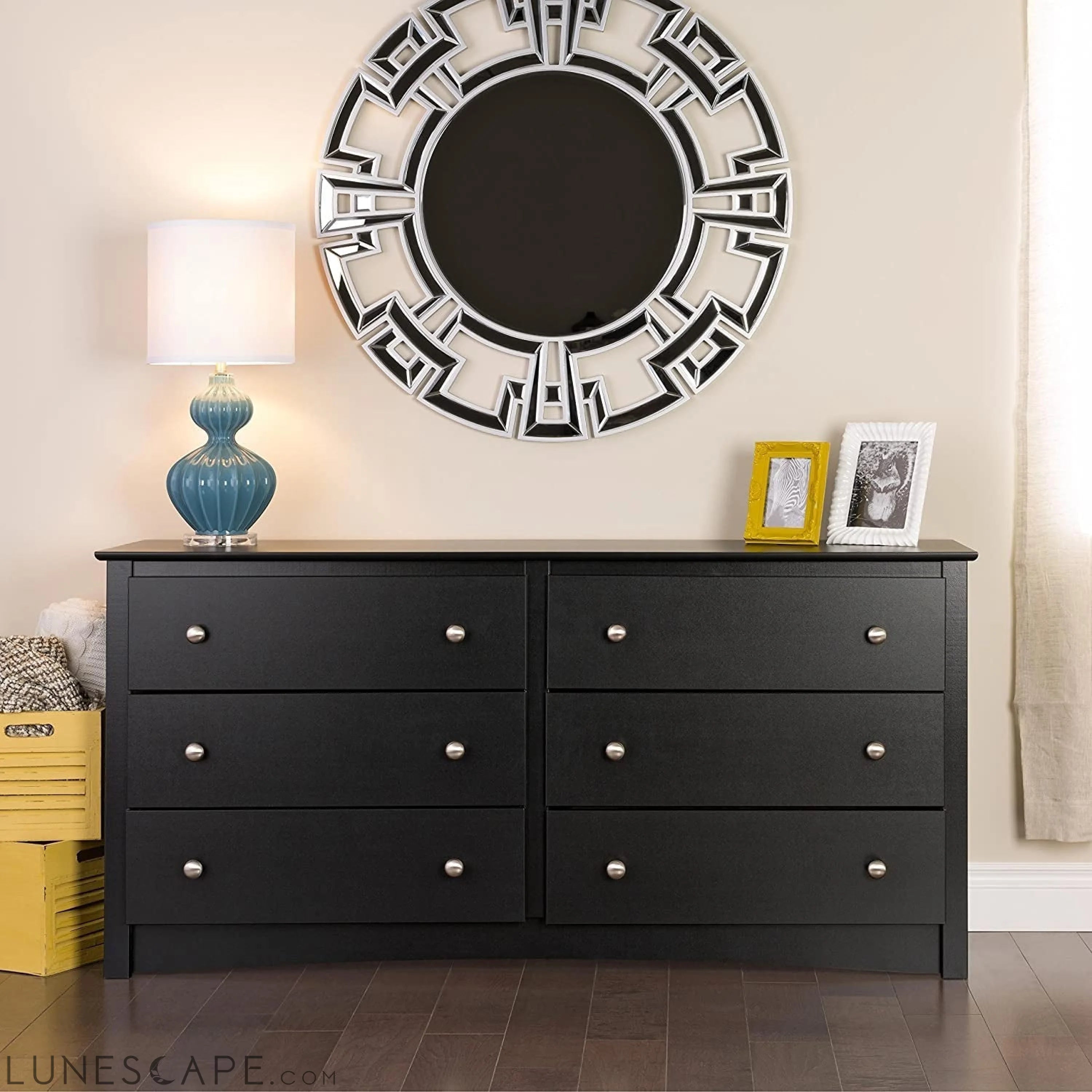 Black Sonoma 6 Drawer Double Dresser LUNESCAPE