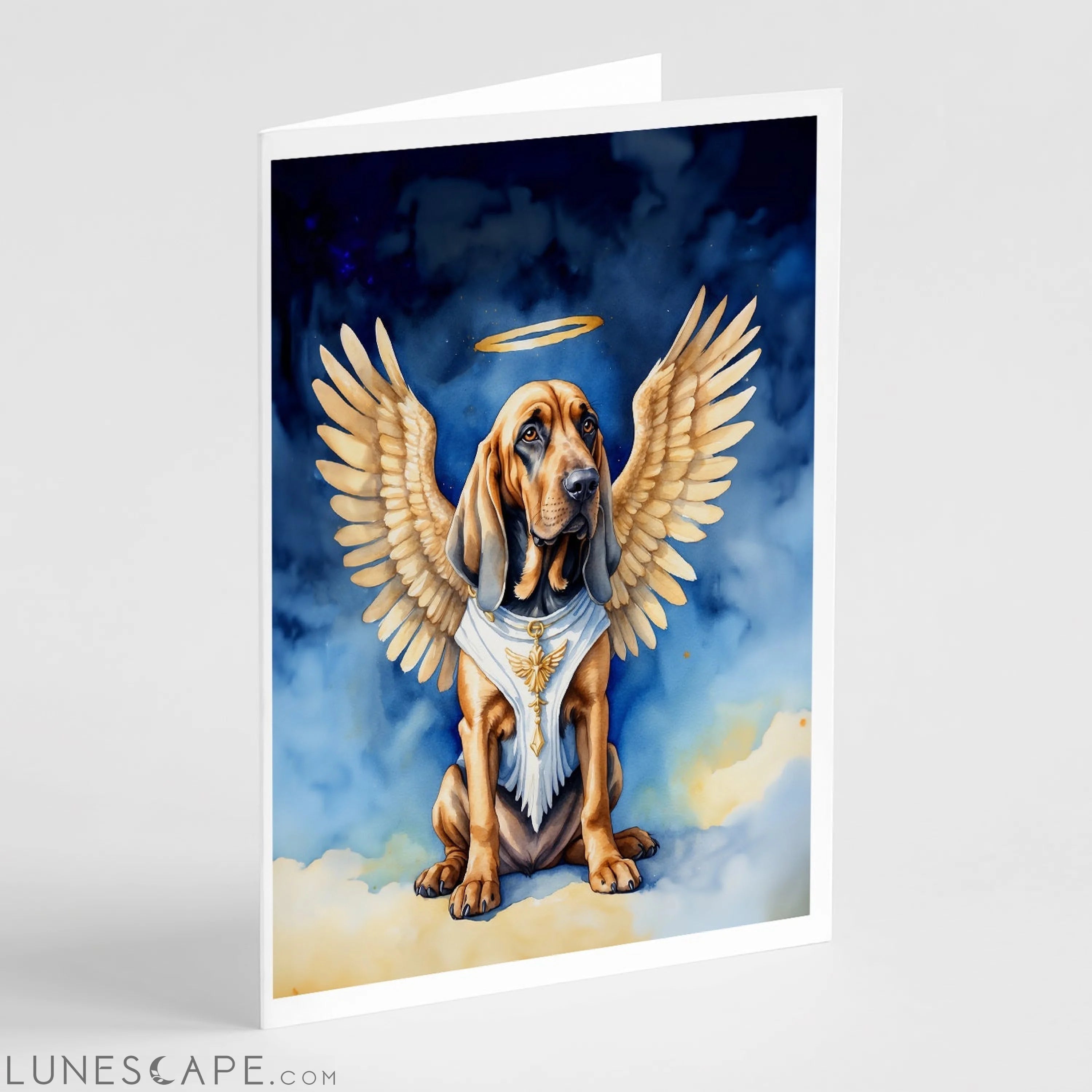 Bloodhound My Angel Greeting Cards Pack of 8 LUNESCAPE