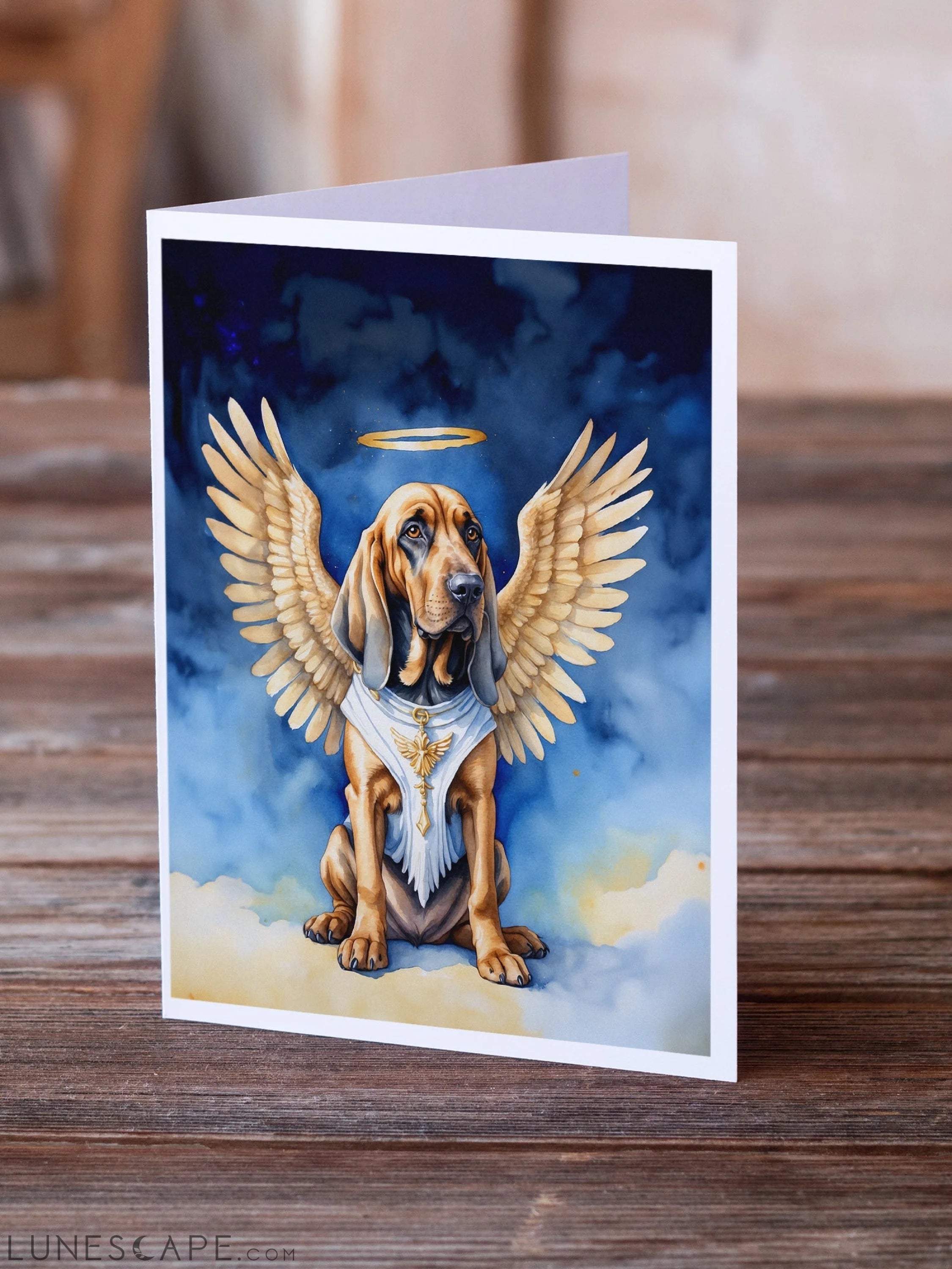 Bloodhound My Angel Greeting Cards Pack of 8 LUNESCAPE
