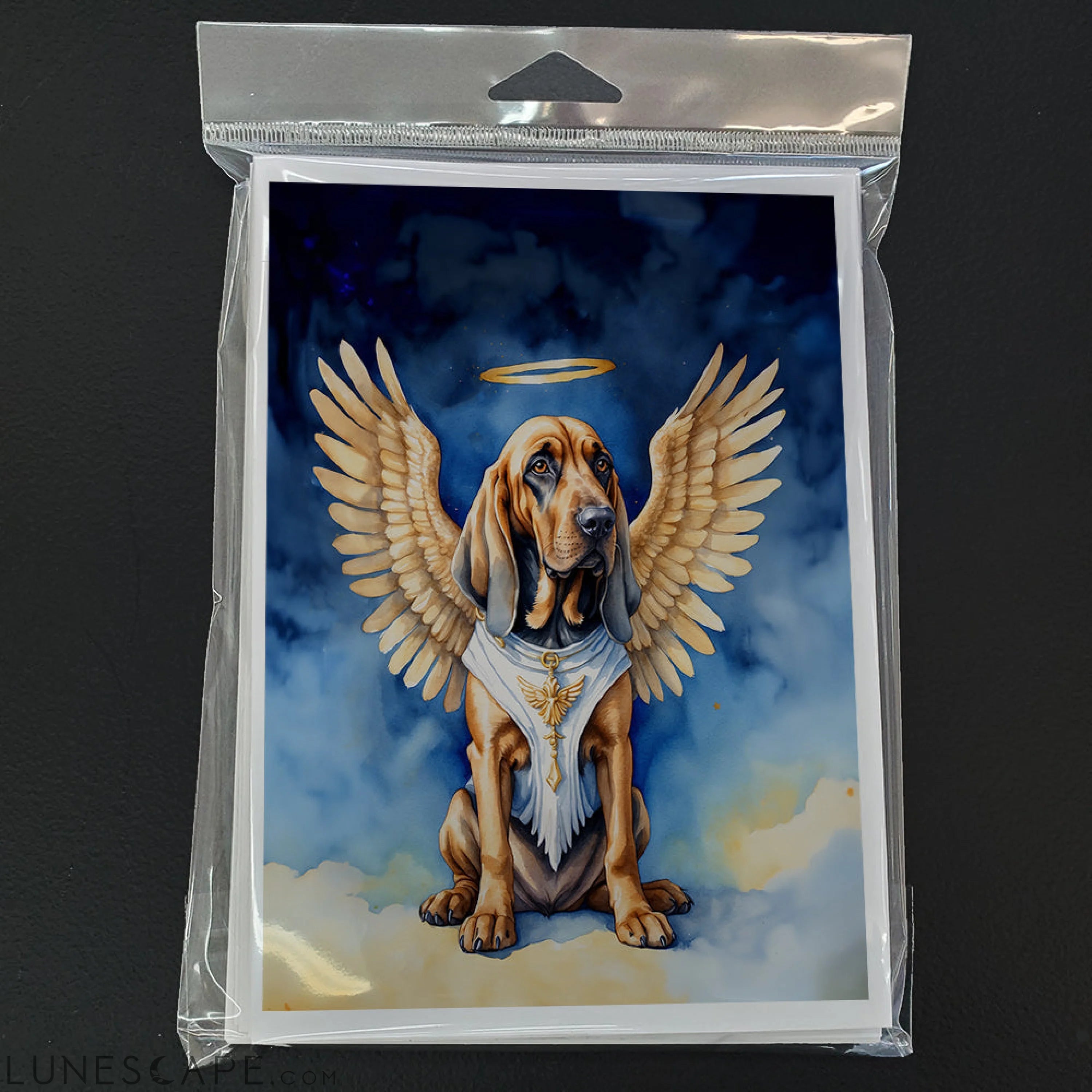 Bloodhound My Angel Greeting Cards Pack of 8 LUNESCAPE