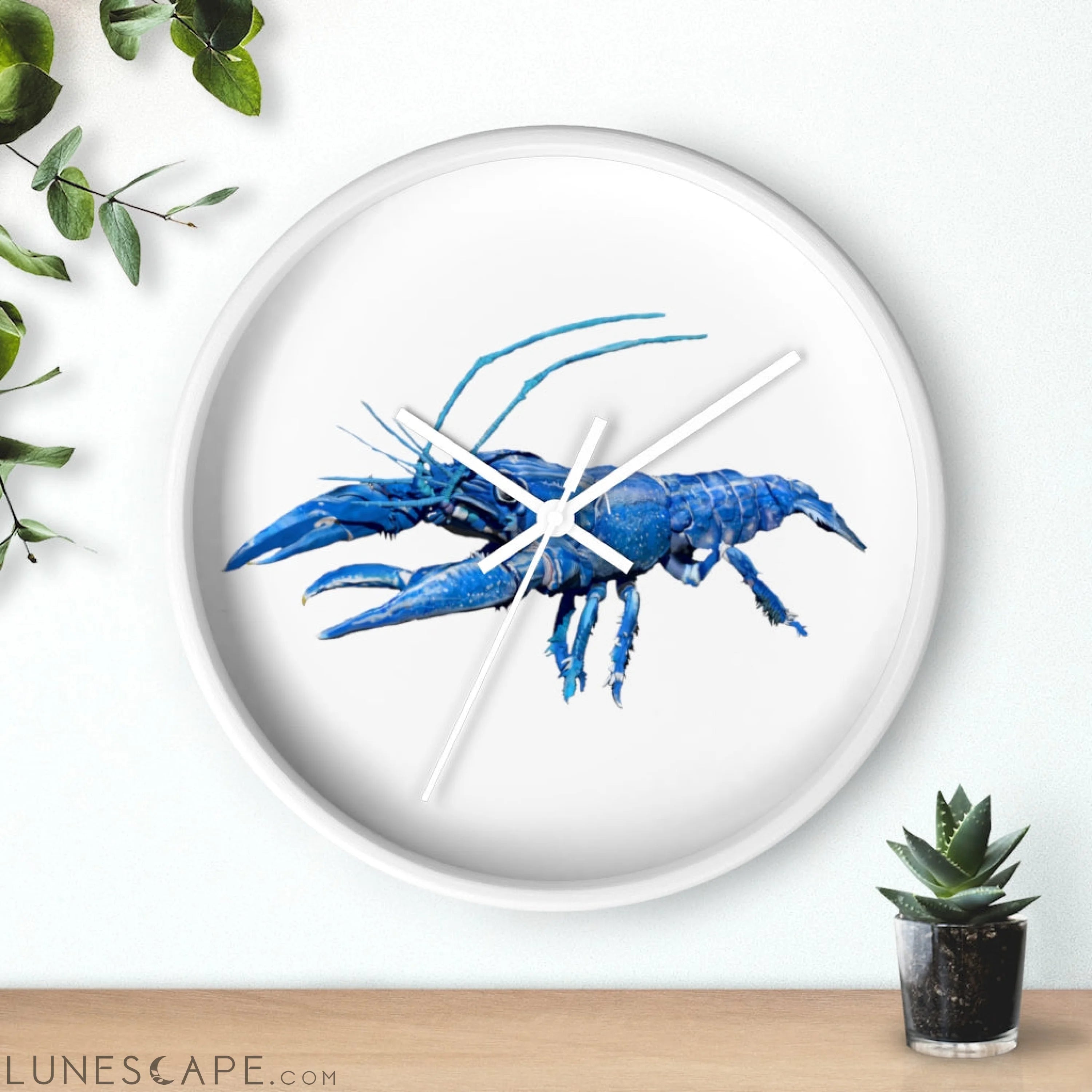 Blue Crawfish Wall clock LUNESCAPE