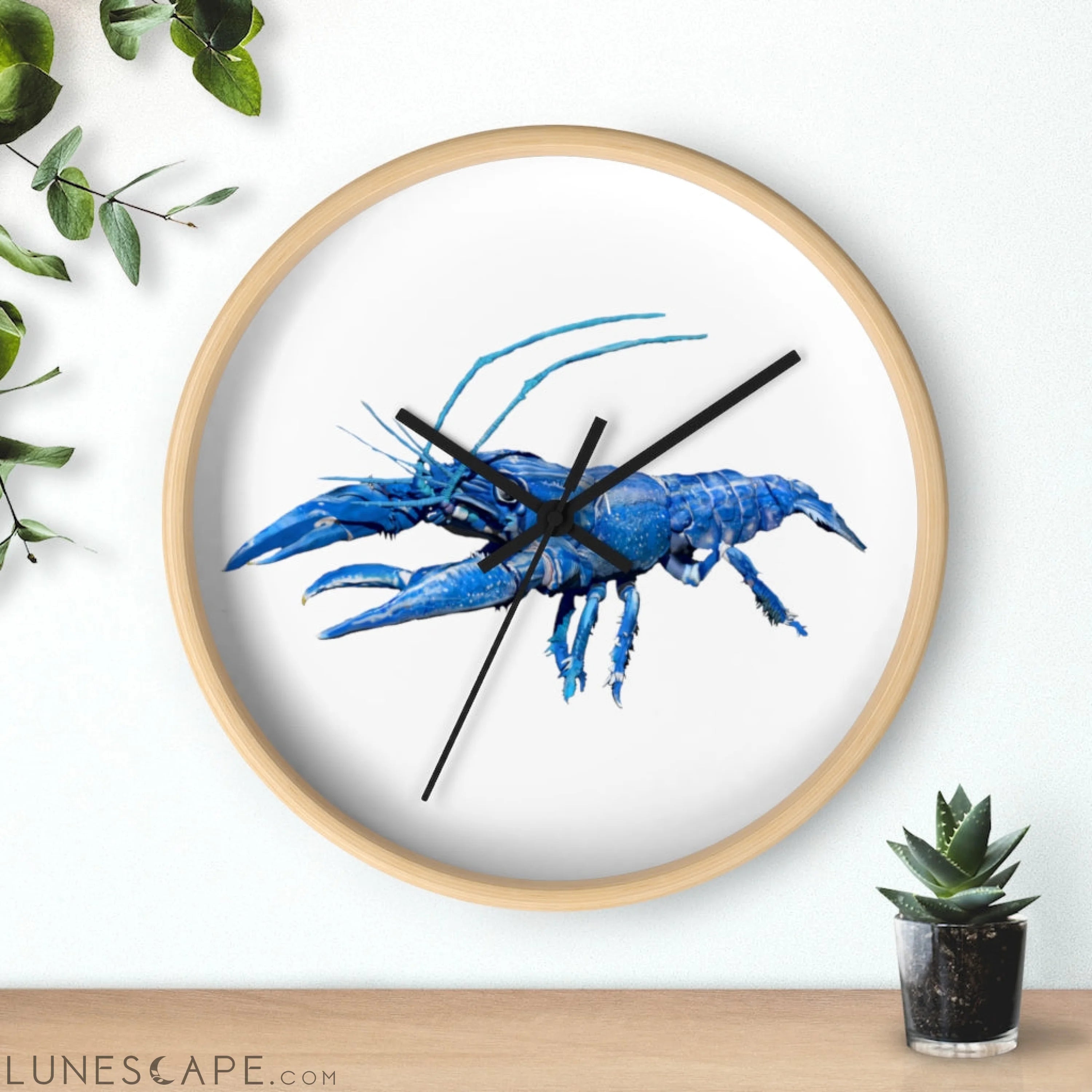 Blue Crawfish Wall clock LUNESCAPE