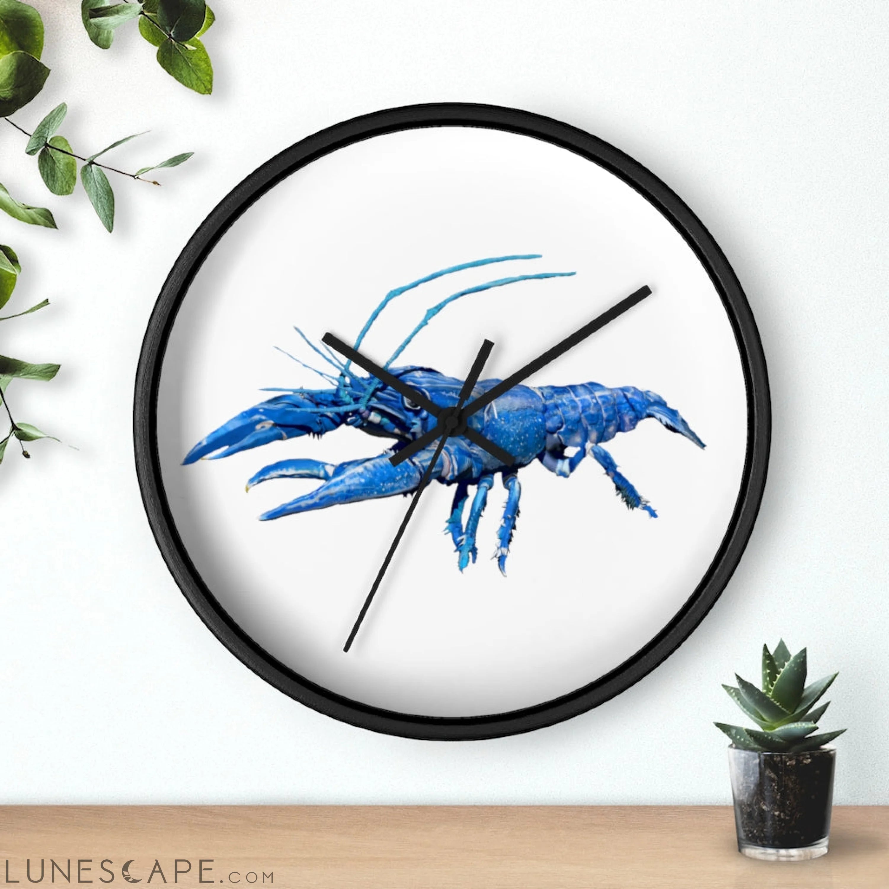 Blue Crawfish Wall clock LUNESCAPE