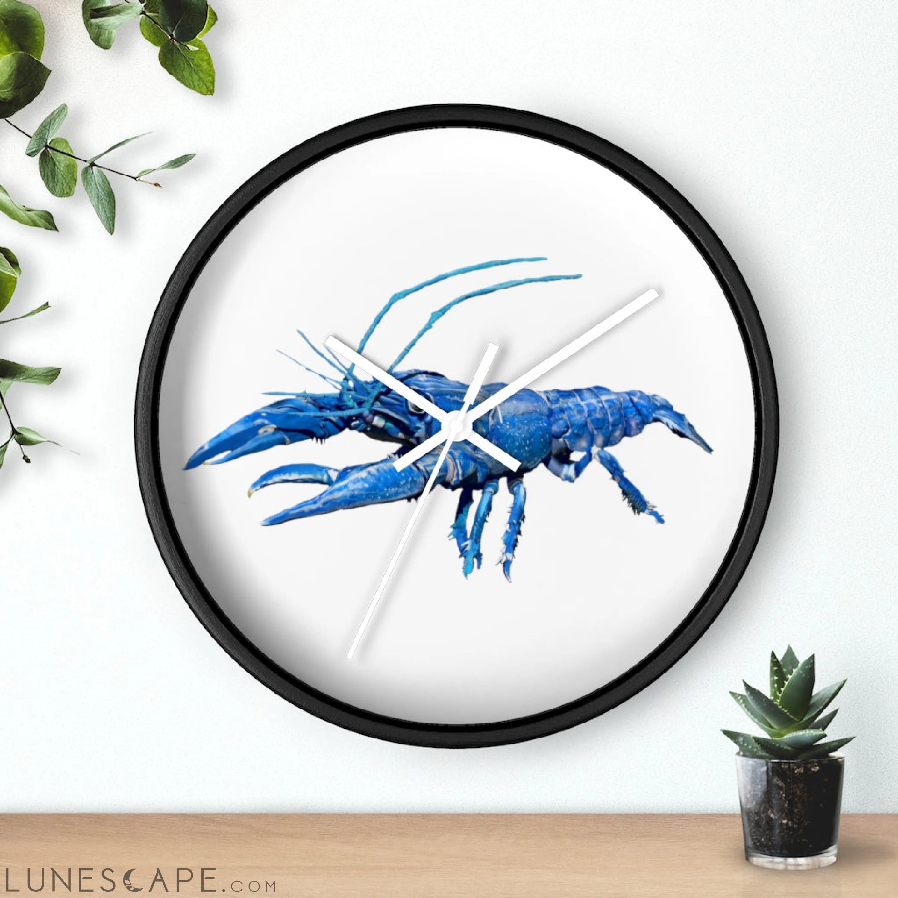 Blue Crawfish Wall clock LUNESCAPE
