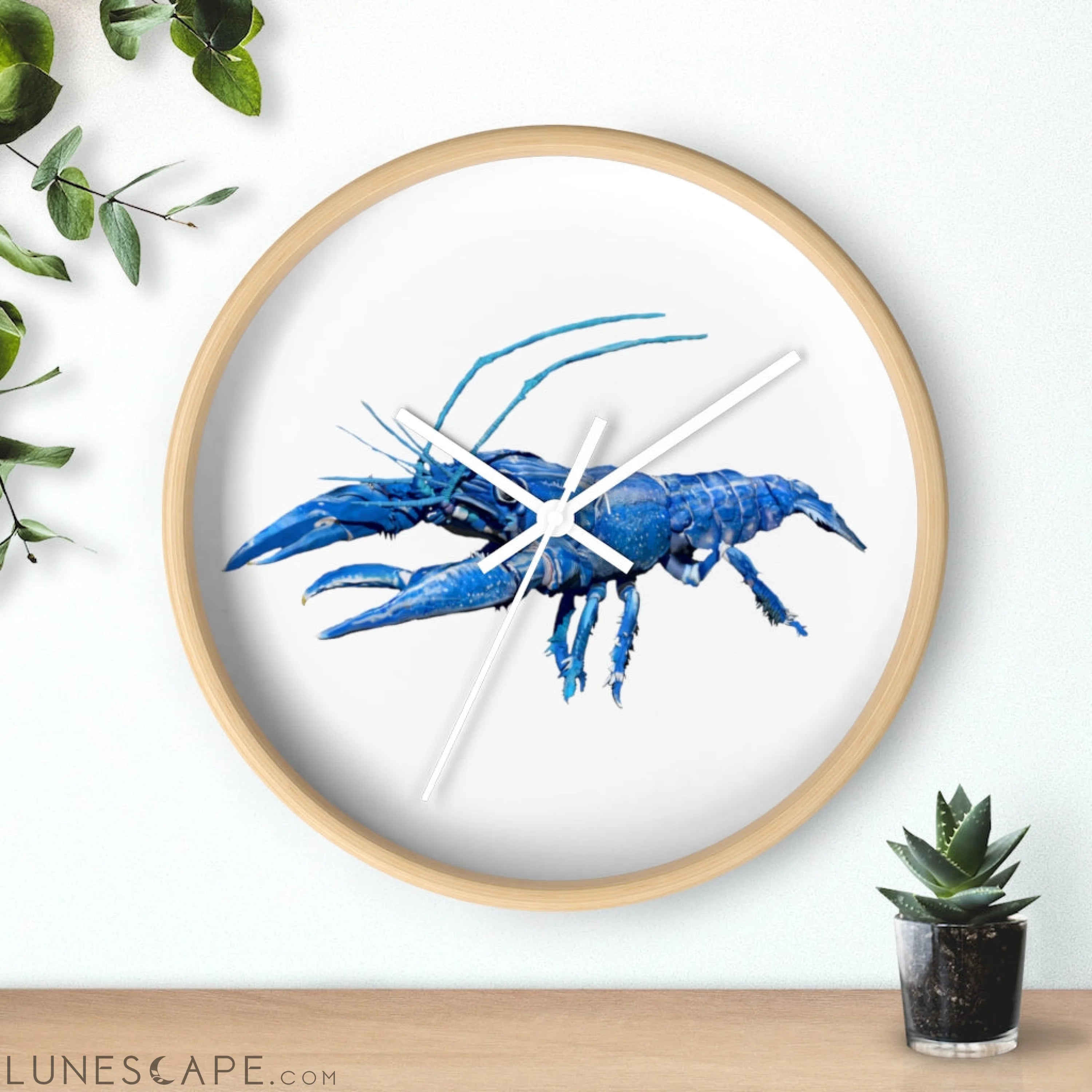 Blue Crawfish Wall clock LUNESCAPE