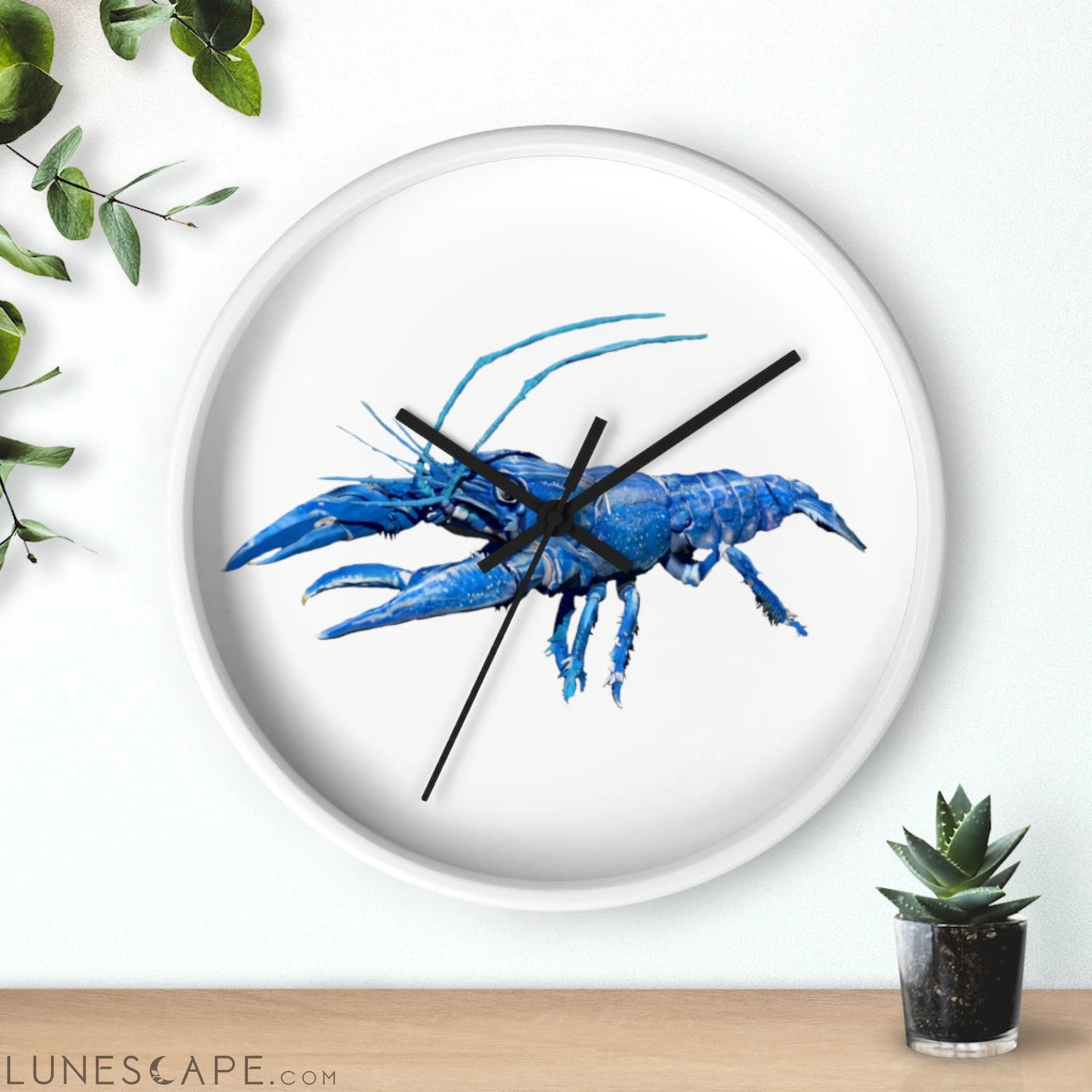 Blue Crawfish Wall clock LUNESCAPE