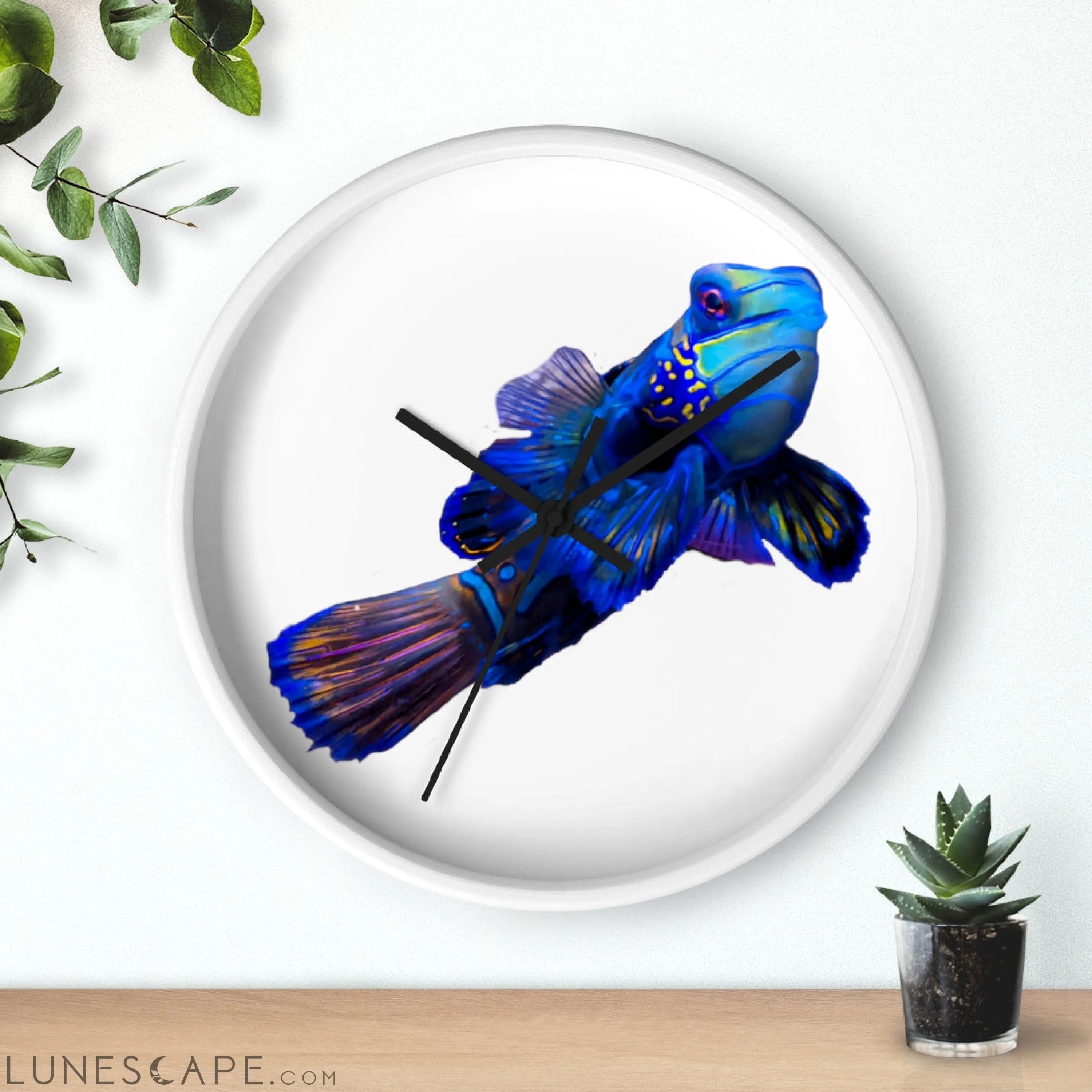 Blue Fish Wall clock LUNESCAPE