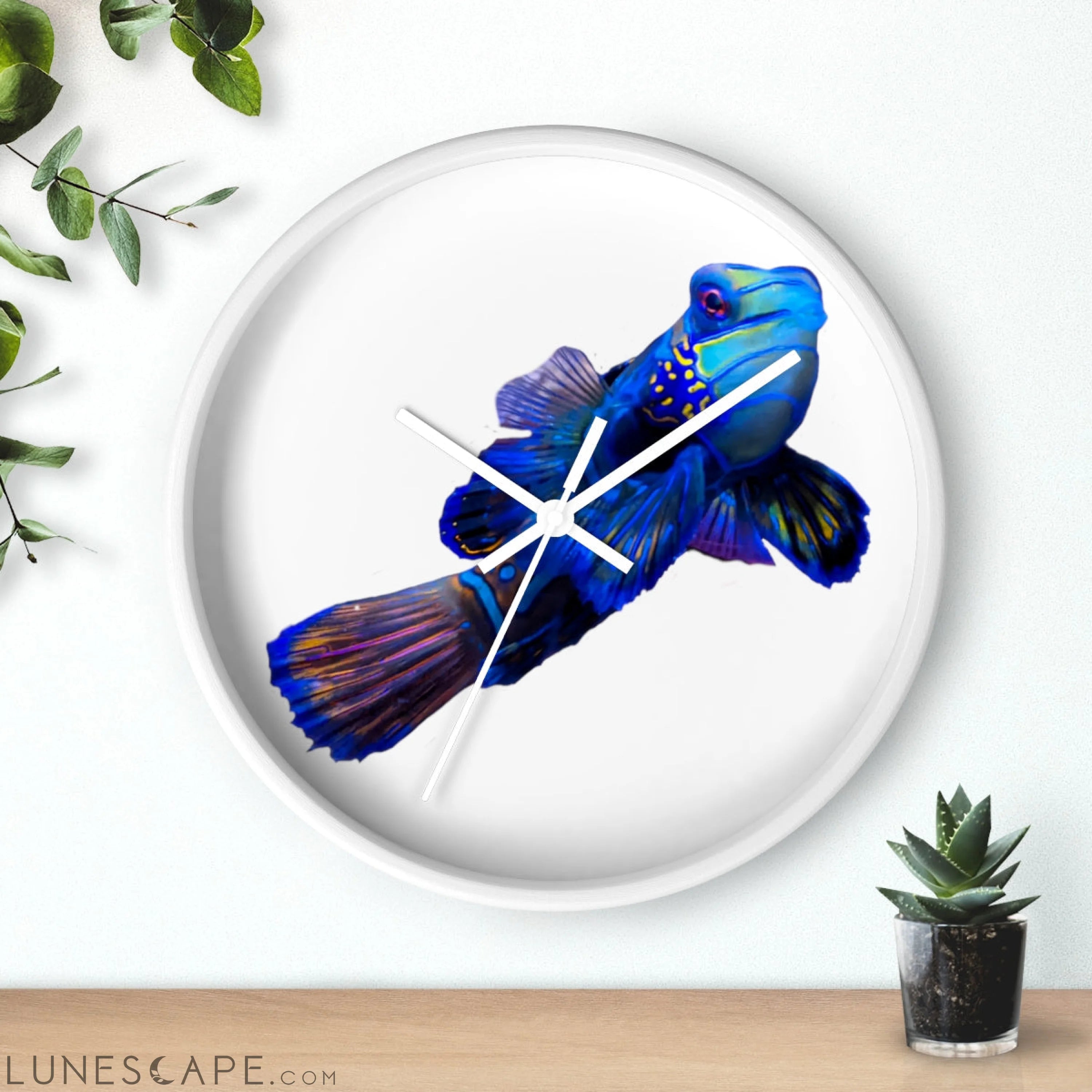 Blue Fish Wall clock LUNESCAPE
