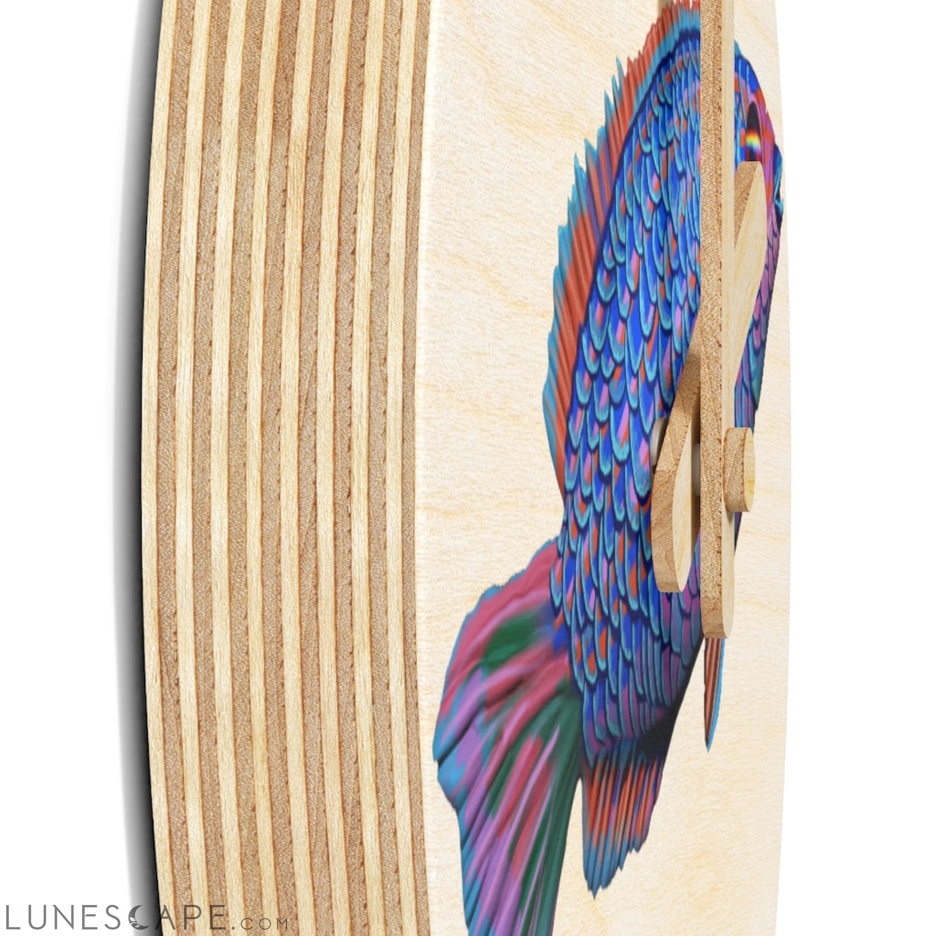 Blue Fish Wooden Wall Clock LUNESCAPE