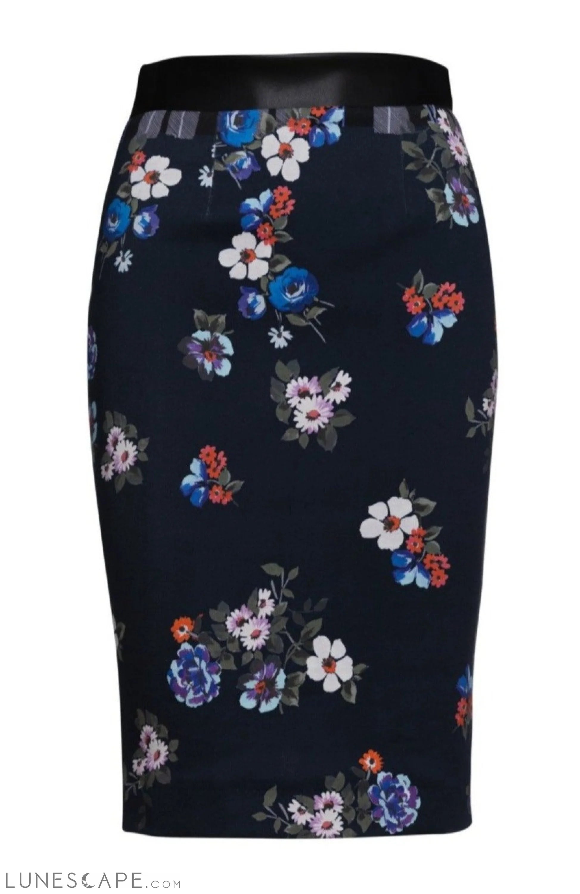 Blue Patterned Pencil Skirt LUNESCAPE