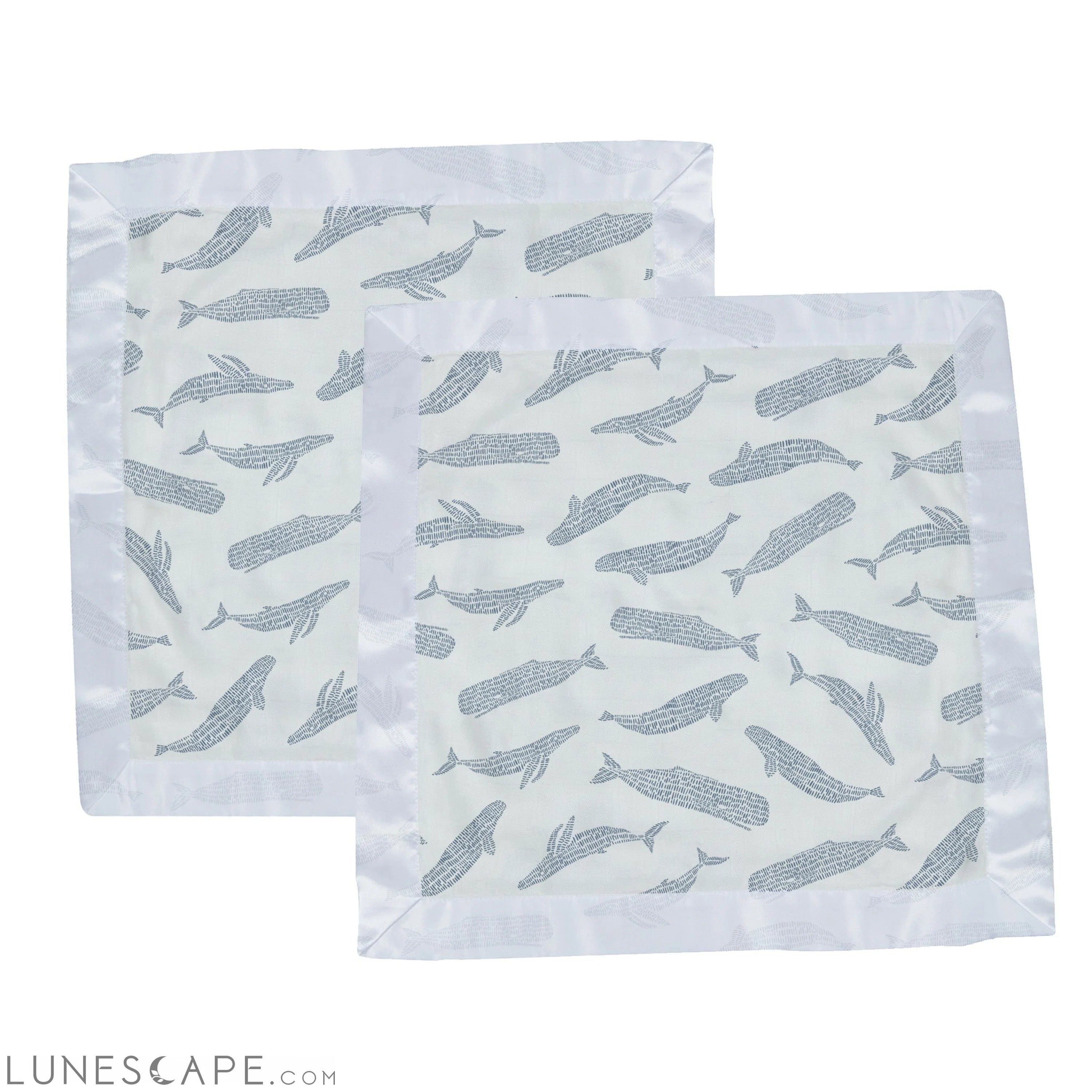 Blue Shadow Whales Bamboo Newcastle Blankie LUNESCAPE